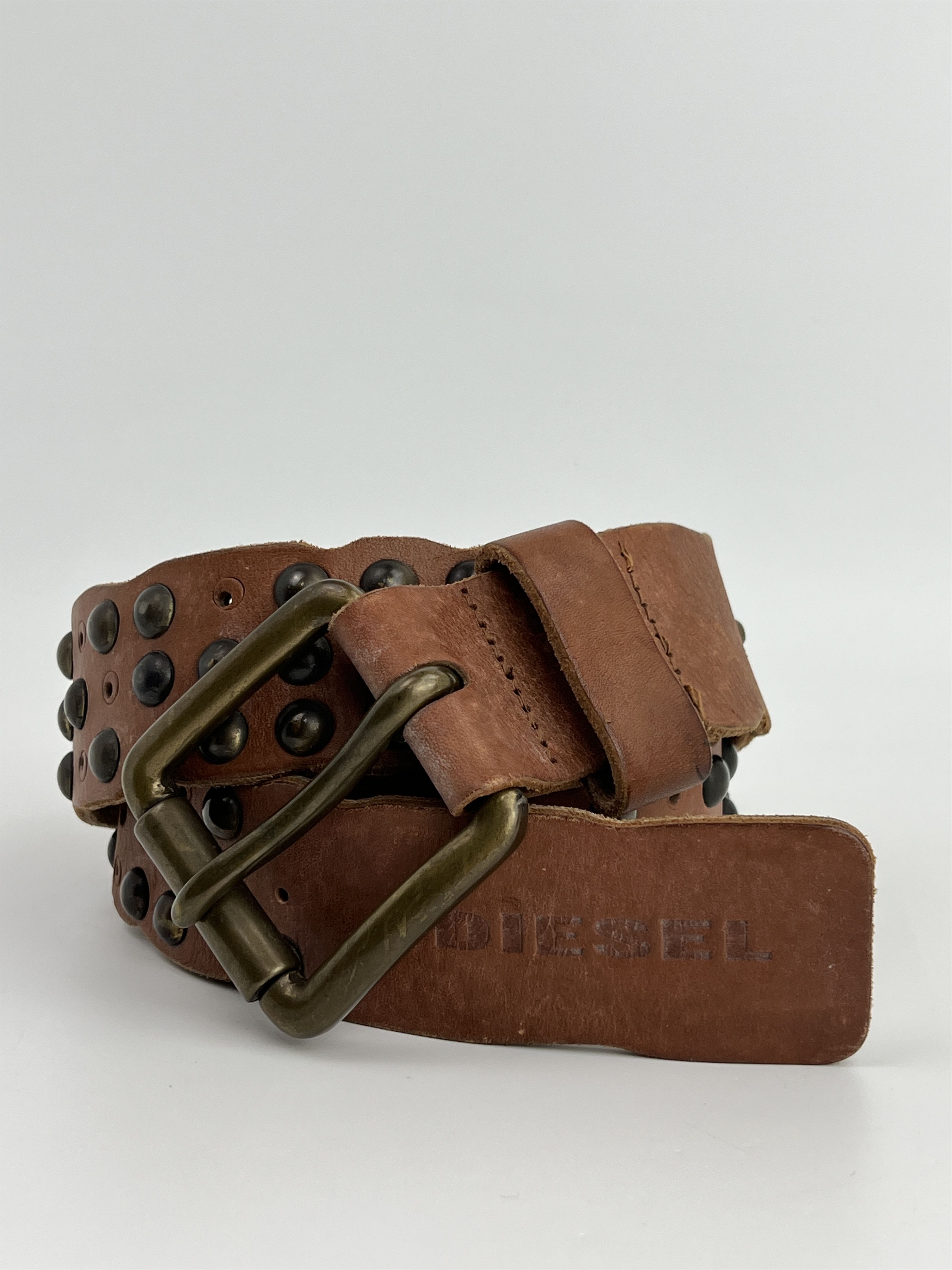 Diesel Vintage Diesel Studded Rhinestones Brown Leather Belt Size ONE SIZE - 3 Thumbnail