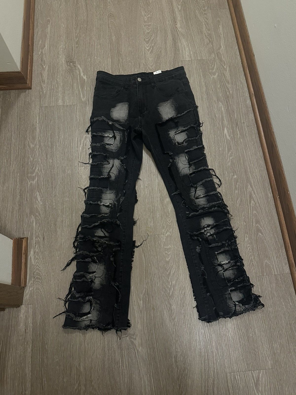 Other Black Distressed Stacked Biker Jeans – Size S Size US 30 / EU 46 - 1 Thumbnail