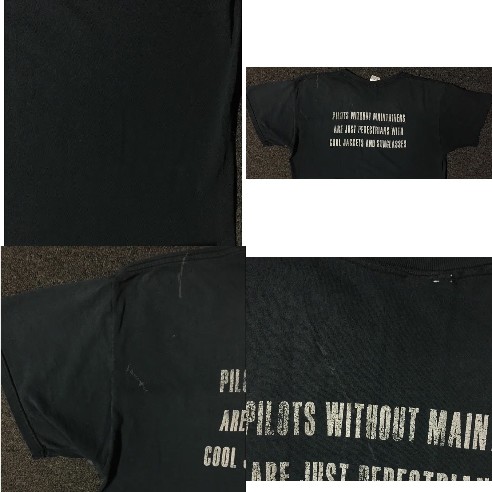 Vintage Vtg Pilots Without Maintainers Are Pedestrians Thrashed Faded Shirt XL Funny Y2K Shirt Size US XL / EU 56 / 4 - 9 Thumbnail