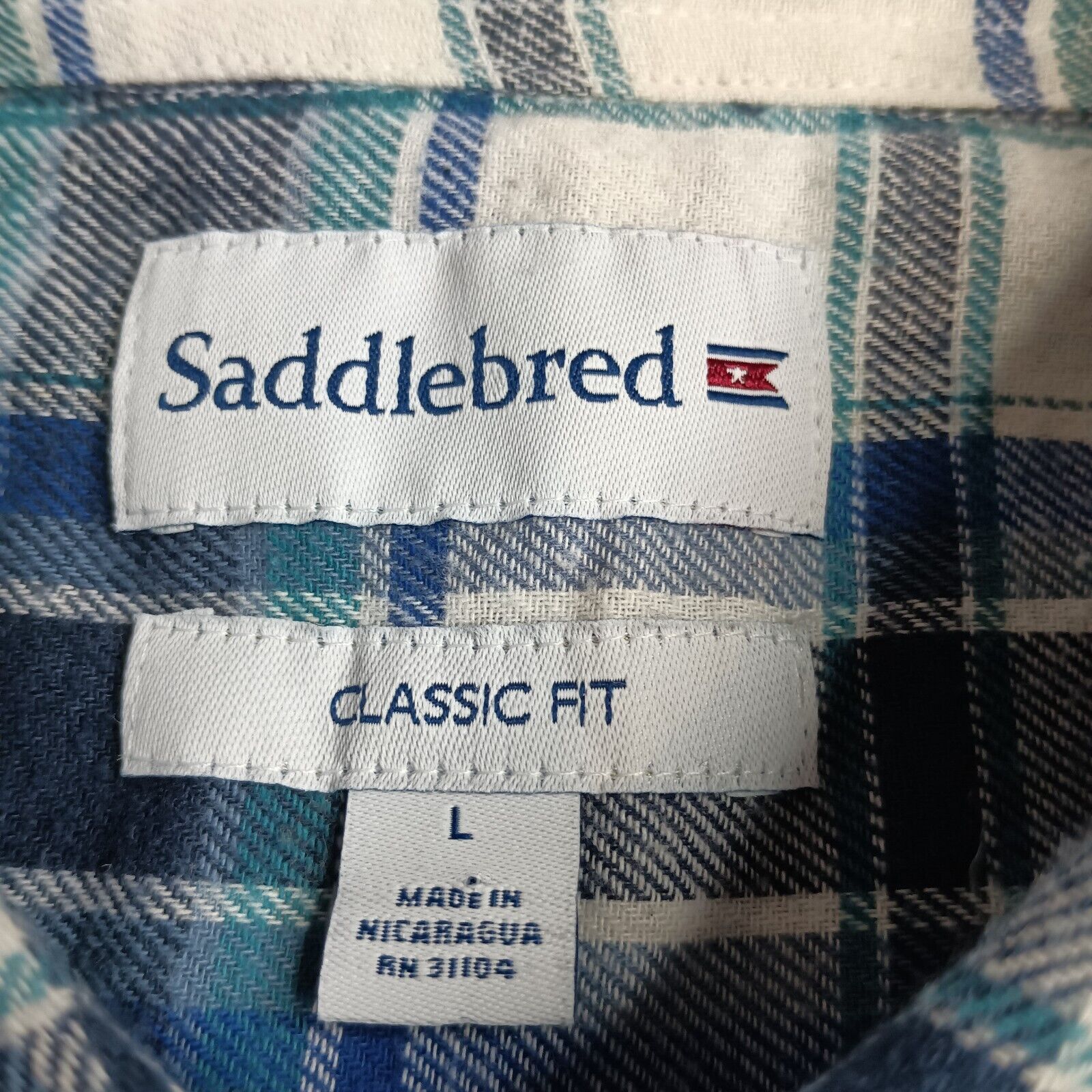 Saddlebred Saddlebred Flannel Shirt Men's L Blue Plaid Classic Fit Size US L / EU 52-54 / 3 - 4 Thumbnail