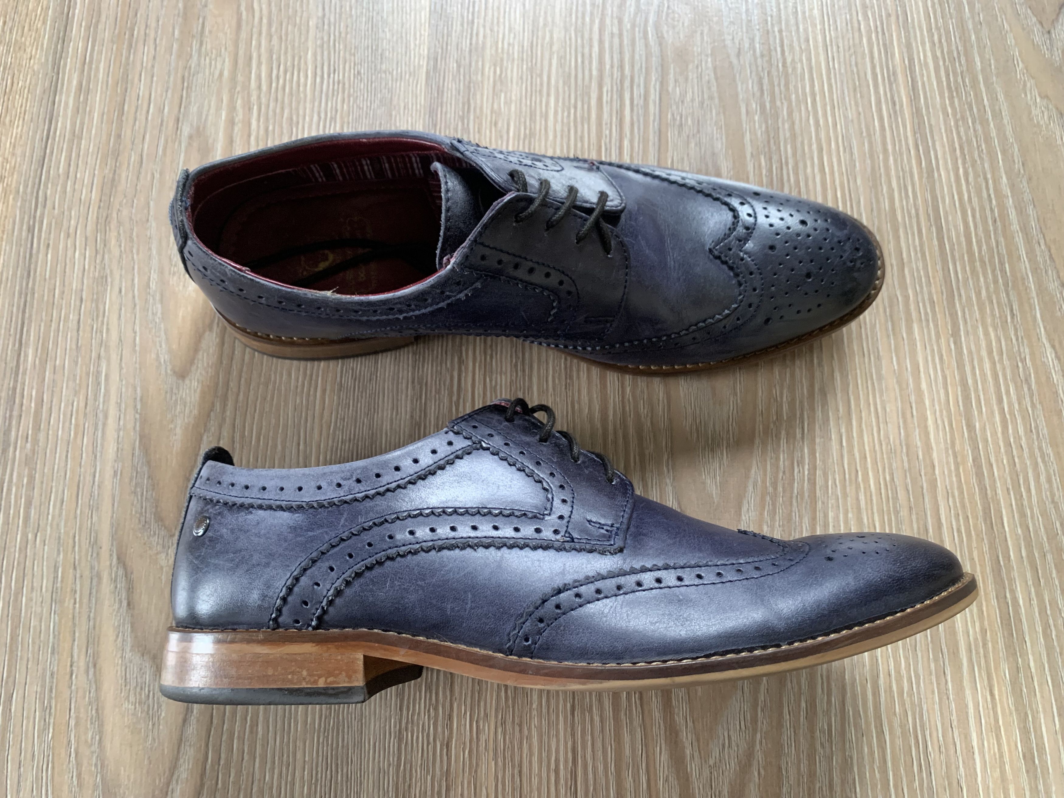Base London Base London Motif Blue Leather Brogue Derby Shoes Size US 9 / EU 42 - 2 Thumbnail
