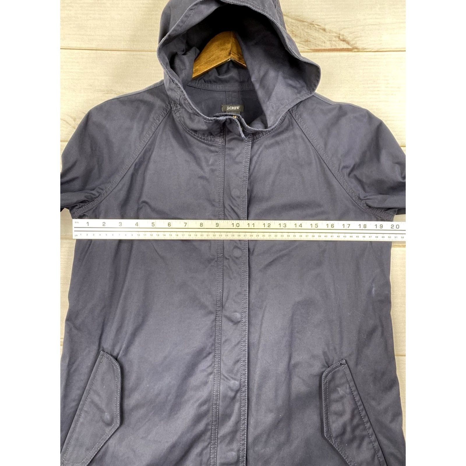 J.Crew J.CREW Trench Coat Womens Size 10 Navy Blue Hooded Zip Mid-Length Cotton Coat Womens Size 10 Navy Blue Hooded Zip Mid-Length Cotton Size L / US 10 / IT 46 - 7 Thumbnail