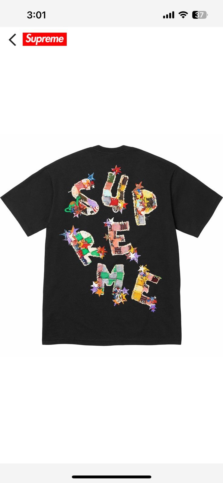 Supreme Supreme SS24 Patchwork Tee Black Size XL ExtraLarge In