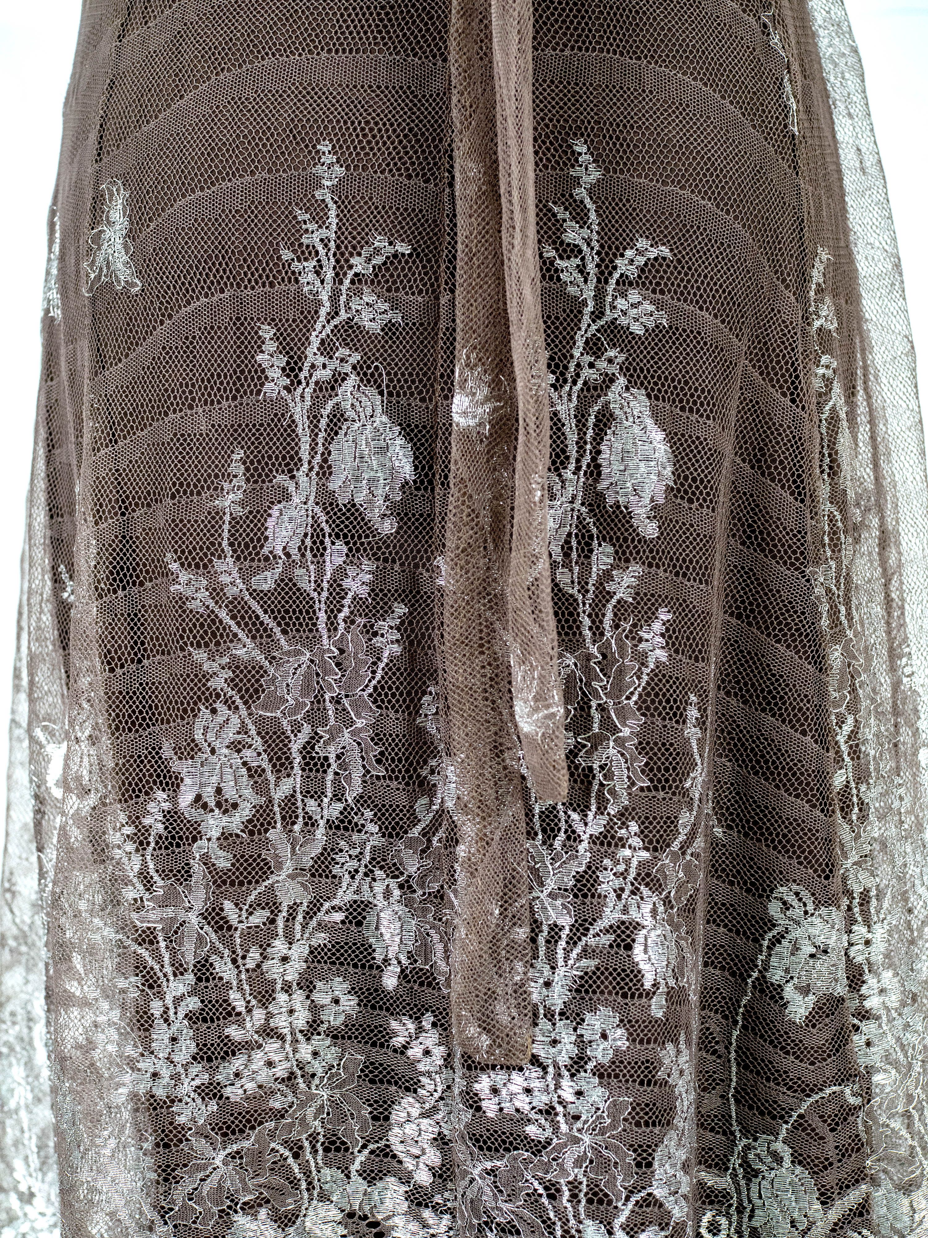 Anna Molinari Anna Molinari Taupe Slip Dress In Silver Lace Size S / US 4 / IT 40 - 7 Thumbnail
