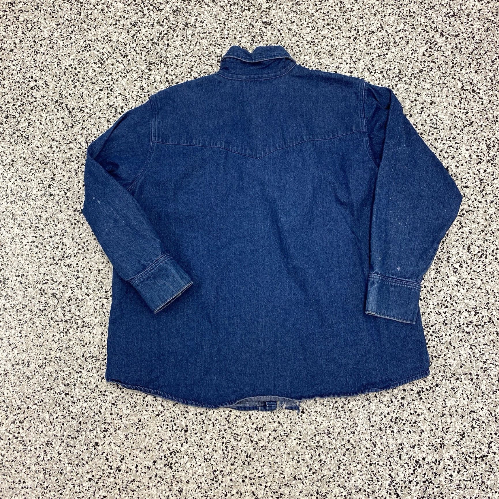 Denime VINTAGE Distressed denim heavyweight button up shirt XXL Blue Cotton Long Sleeve Snap Unbranded Men Cowboy Retro Western Button-Up Size US XXL / EU 58 / 5 - 8 Thumbnail