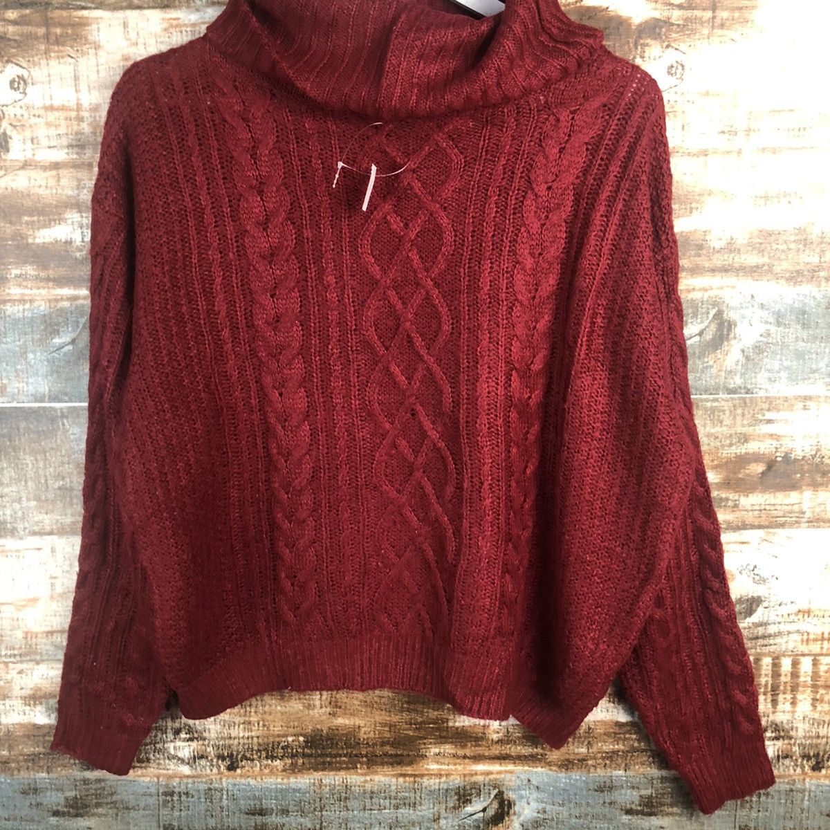 Aran Isles Knitwear × Japanese Brand Ingni Red Turtle Neck cable Knitwear #A1286 Size M / US 6-8 / IT 42-44 - 3 Thumbnail