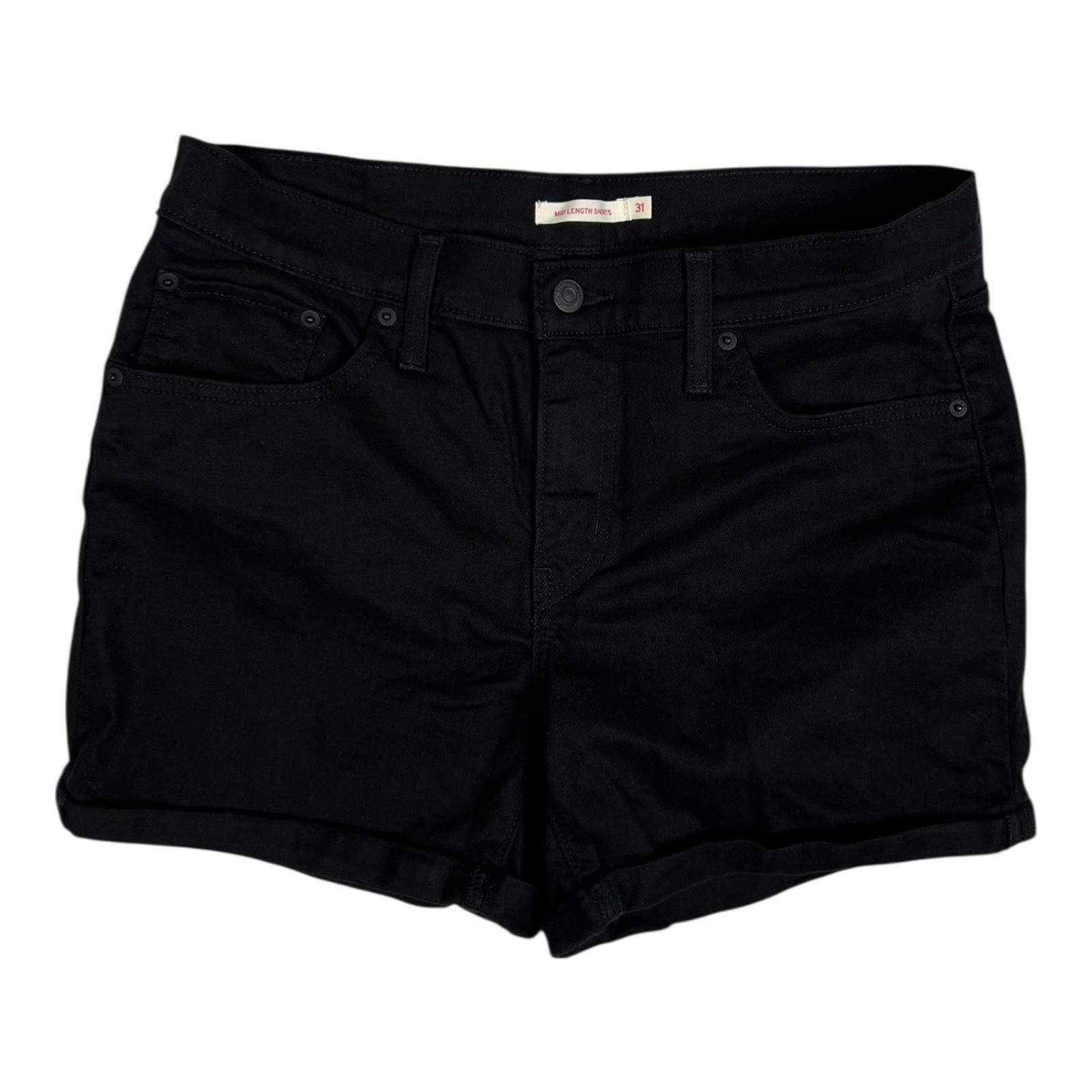 Levi's Levi's Mid Length Shorts Womens 31 Black Denim Jean Cutoff C Size 31" - 1 Thumbnail
