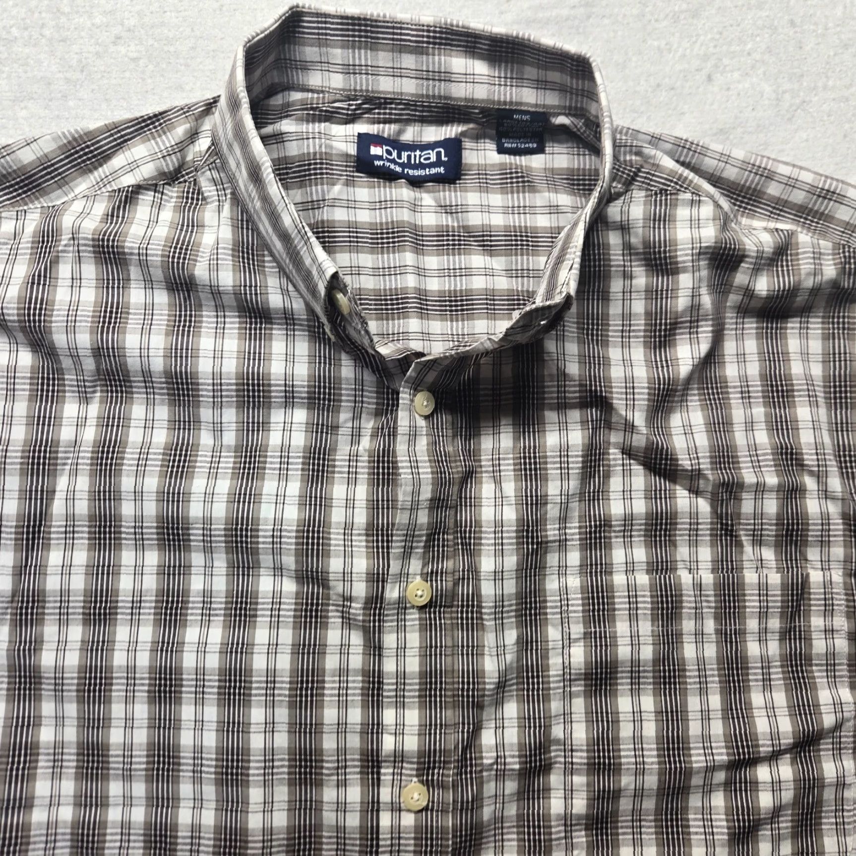 Vintage Puritan Shirt Plaid Button-Up Short Sleeve Adult Men L Brown 42/44 Button-Up Shirt Plaid Mens L Brown 42/44 Size US L / EU 52-54 / 3 - 2 Thumbnail