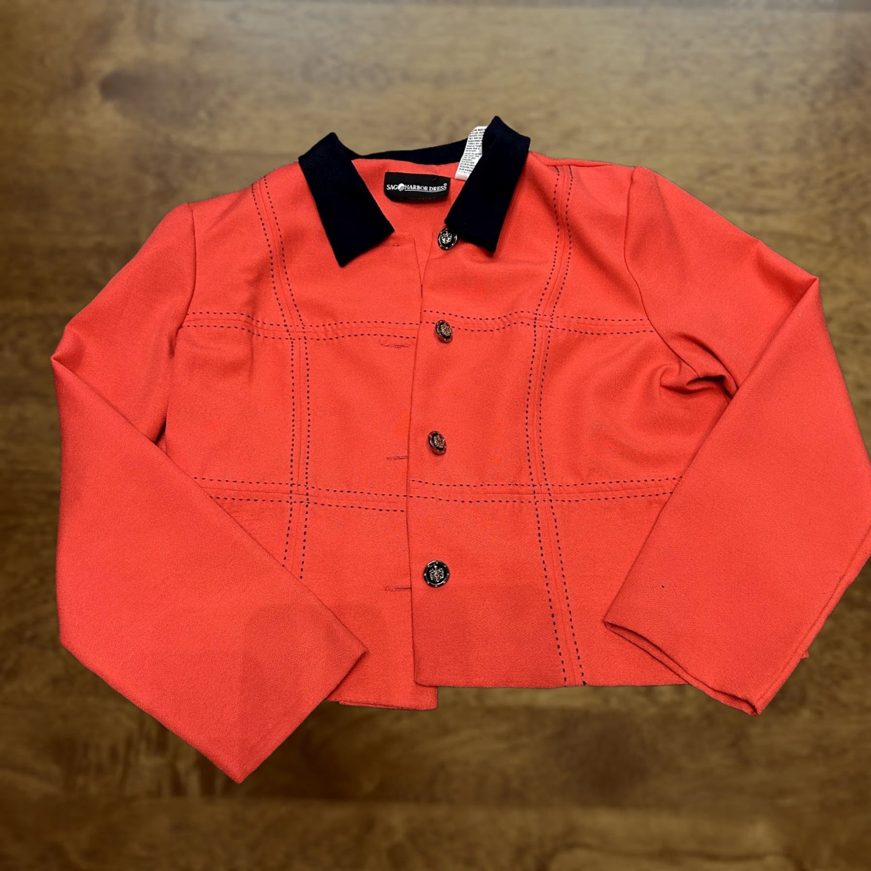 Vintage Sag Harbor Dress Jacket Womens 14 Red Navy Contrast Collar Cropped Button Front Plaid Short Coat Jacket Womens Size XL / US 12-14 / IT 48-50 - 1 Thumbnail