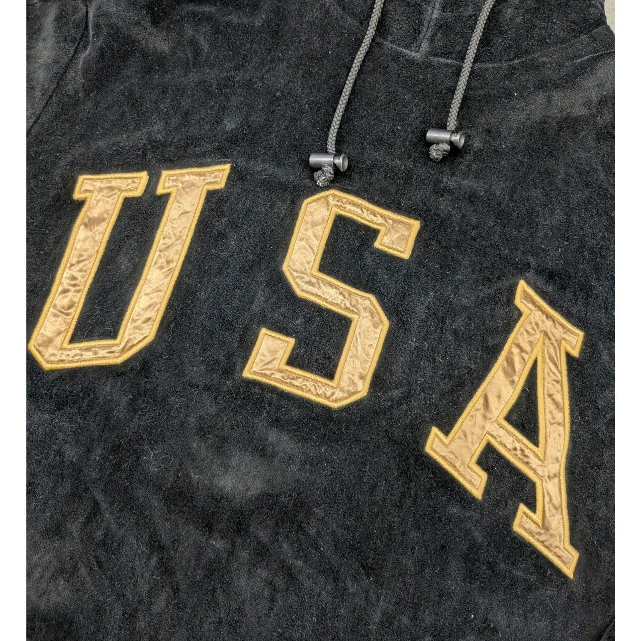 Ralph Lauren × Vintage Vintage Ralph Lauren Polo Sport Black Velour USA hoodie Size US L / EU 52-54 / 3 - 2 Thumbnail