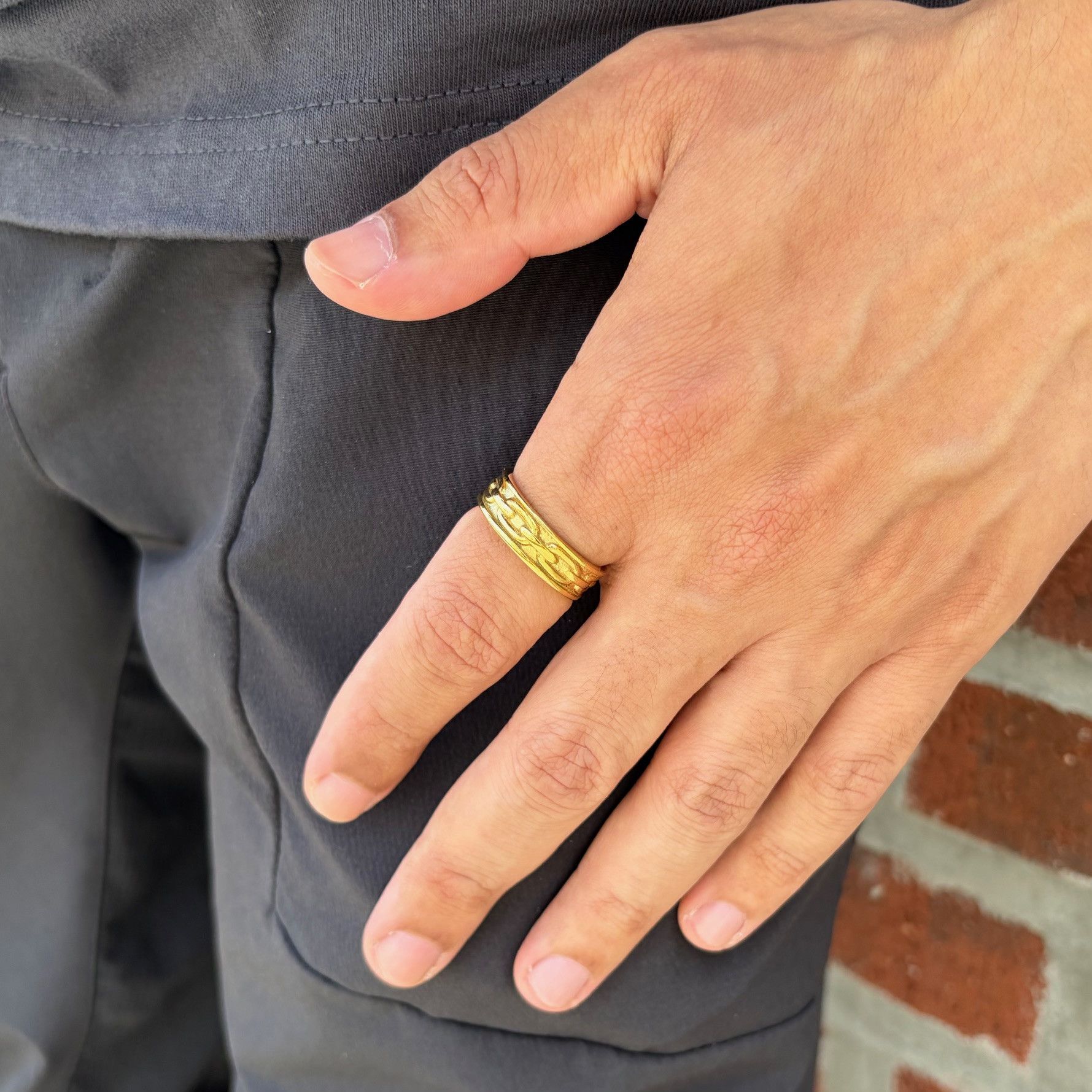 Jewelry Gold Chain Link Ring Size 10 Size ONE SIZE - 2 Thumbnail