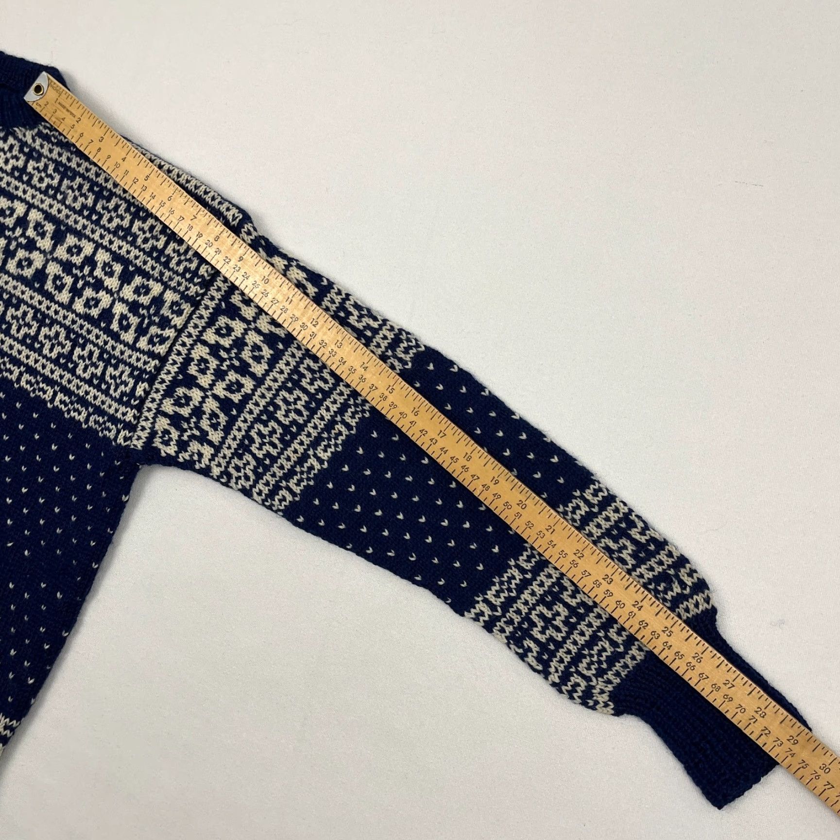 Vintage VINTAGE Nordic Fair Isle Wool Sweater Womens L Blue Ivory Knit Crew Pullover 90s Size L / US 10 / IT 46 - 5 Thumbnail