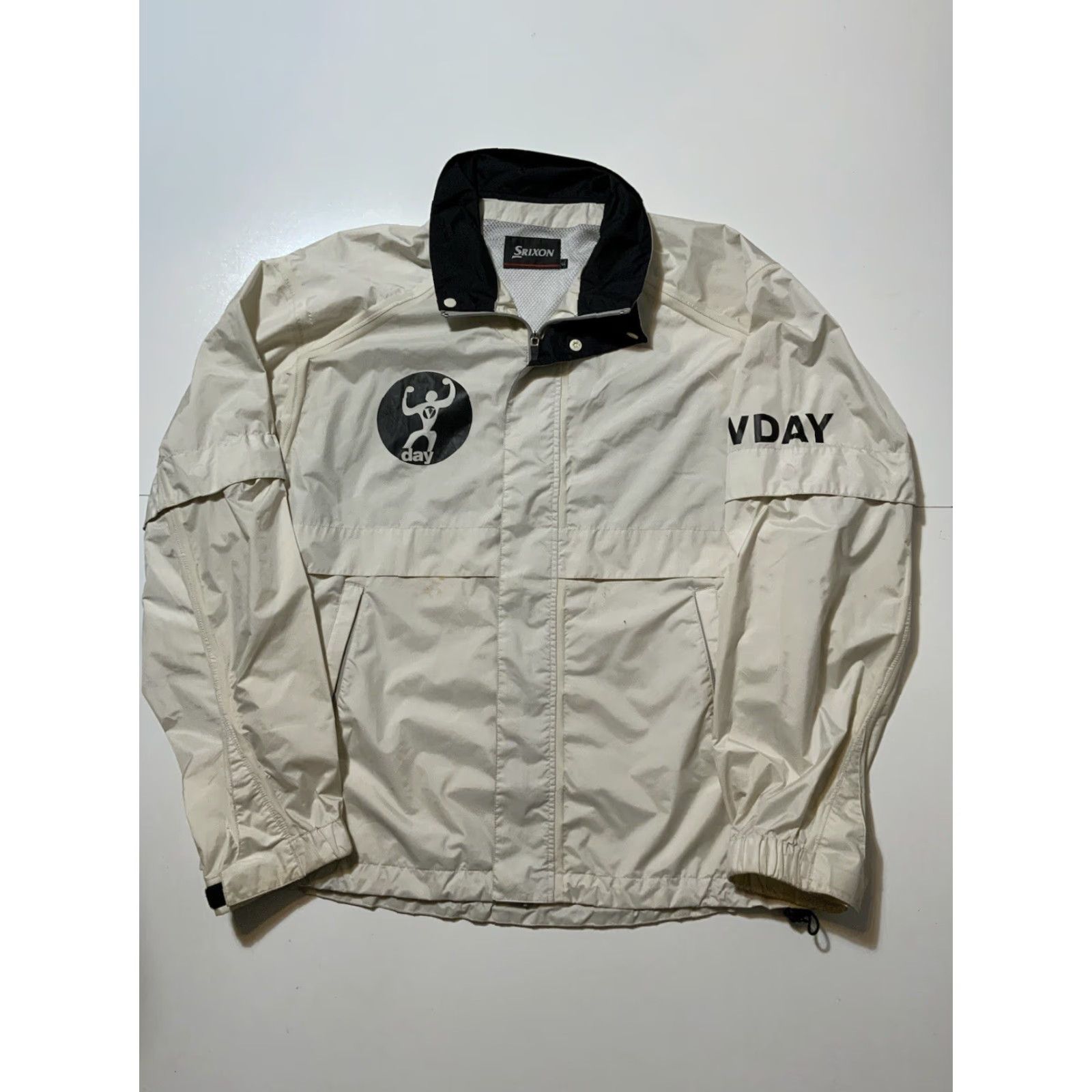 Vintage Srixon V Day Golf Windbreaker 2PC Set Rain Jacket & Pants Tracksuit LL Men White Size 42R - 3 Thumbnail