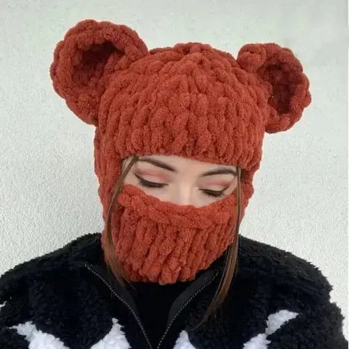 Other Handmade Knitted Balaclava Ski Mask Teddy Bear Style Size ONE SIZE - 4 Thumbnail