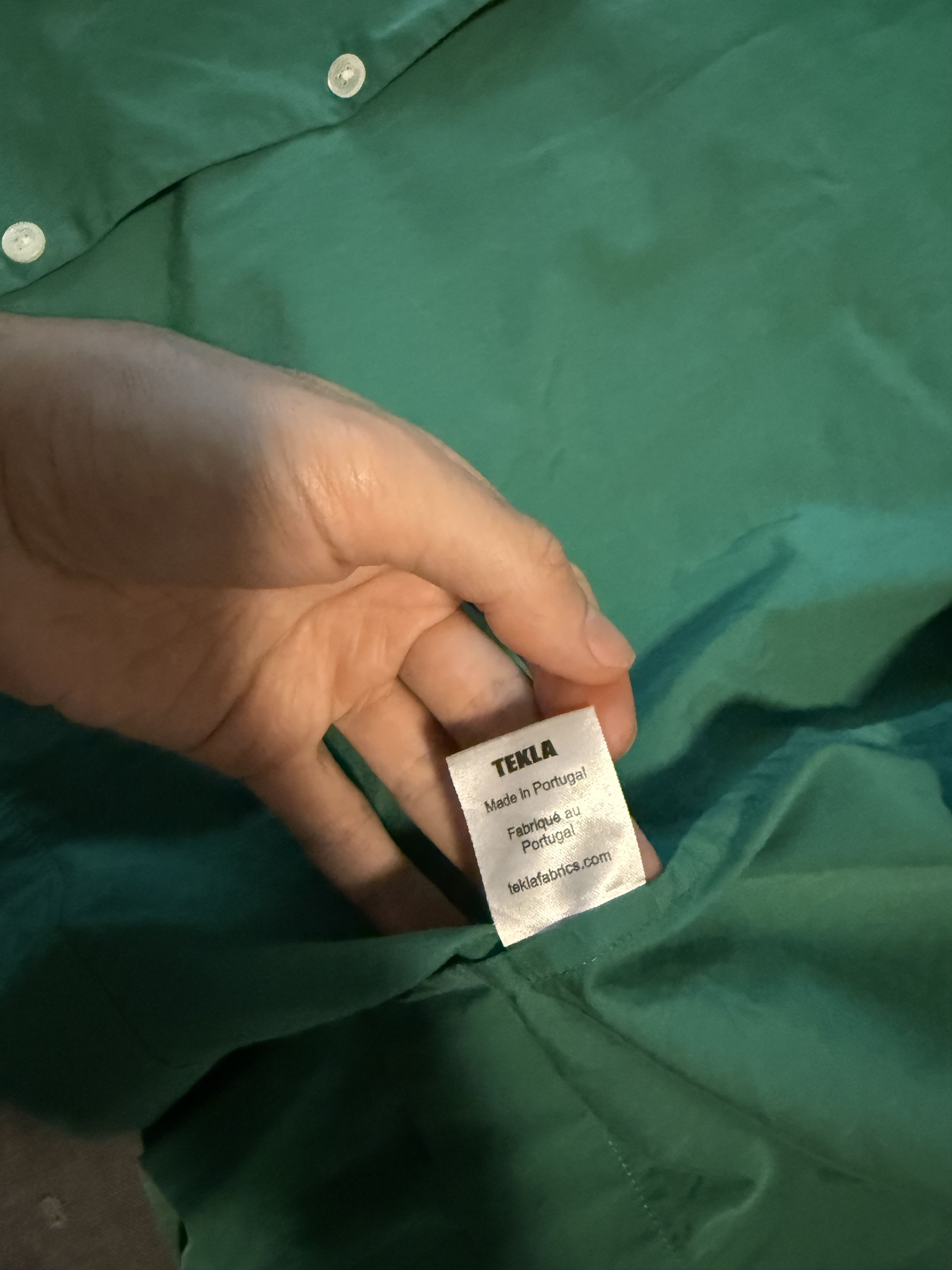 Tekla Green Poplin Long-Sleeved Pyjama Shirt Size US M / EU 48-50 / 2 - 4 Thumbnail