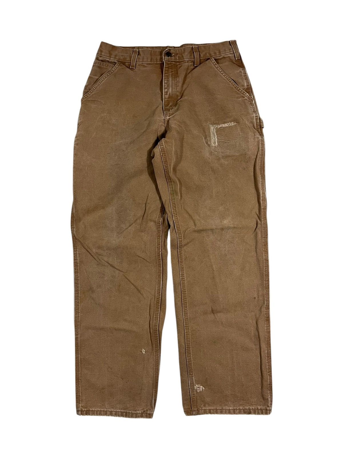 Carhartt Carhartt B11 BRN Work Pants Faded Distressed Brown Size US 33 - 1 Thumbnail