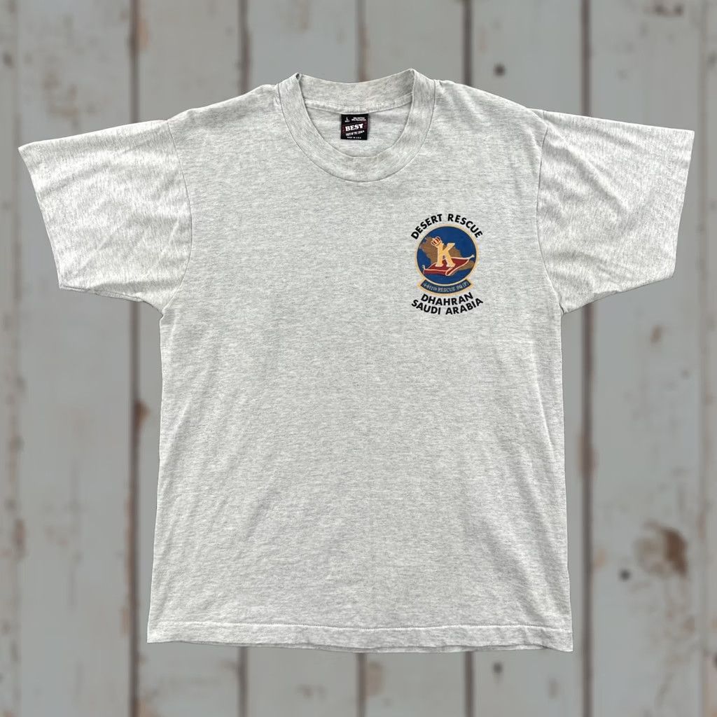 Fruit Of The Loom VINTAGE Fruit Of The Loom Shirt L Gray USA Made Desert Rescue Dhahran Saudi Arabia Mens 90s Army Patriotic Size US L / EU 52-54 / 3 - 1 Thumbnail
