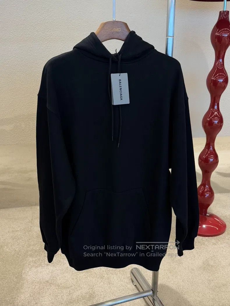 Balenciaga Balenciaga Black Back Big Logo Printed Hooded Sweatshirt Size US S / EU 44-46 / 1 - 2 Thumbnail