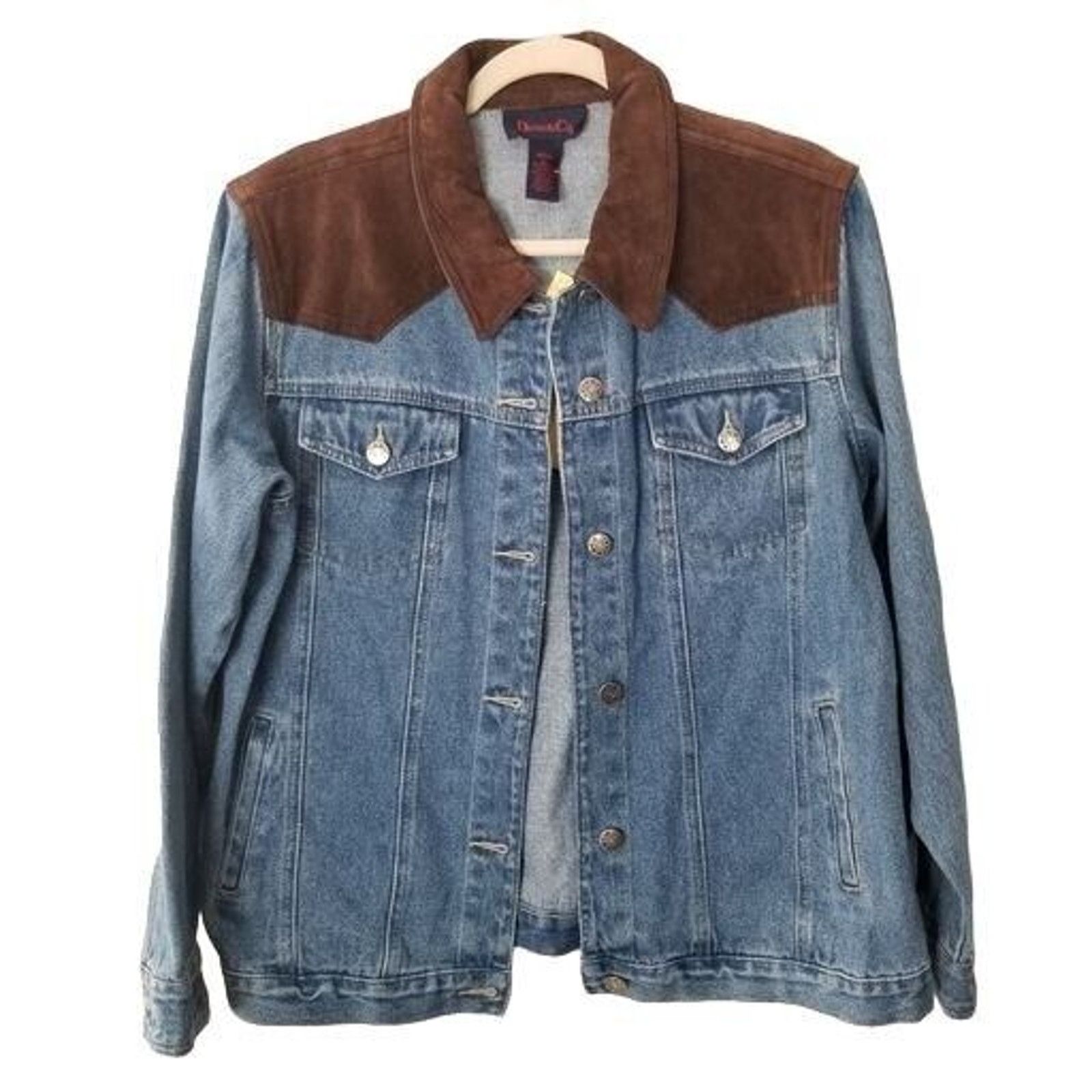 Denim & Co. QVC Denim & Co Womens Western Jean Jacket Sz M Leather Size M / US 6-8 / IT 42-44 - 1 Thumbnail