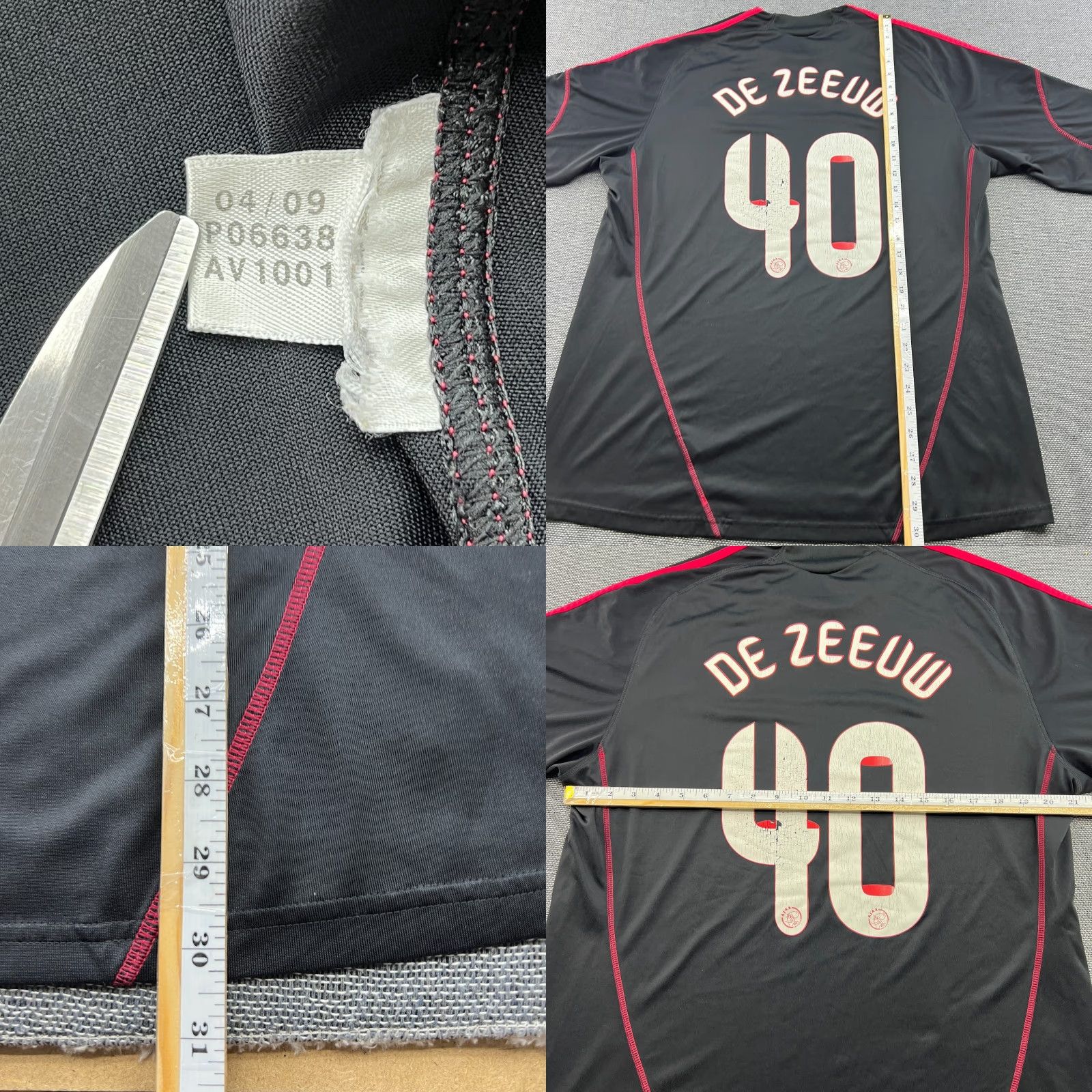 Adidas adidas Ajax Amsterdam 2009 2010 Away Demy de Zeeuw Football Jersey Mens L Black Short Sleeve Round Neck Athletic Jersey Mens Boys? Size US L / EU 52-54 / 3 - 10 Thumbnail