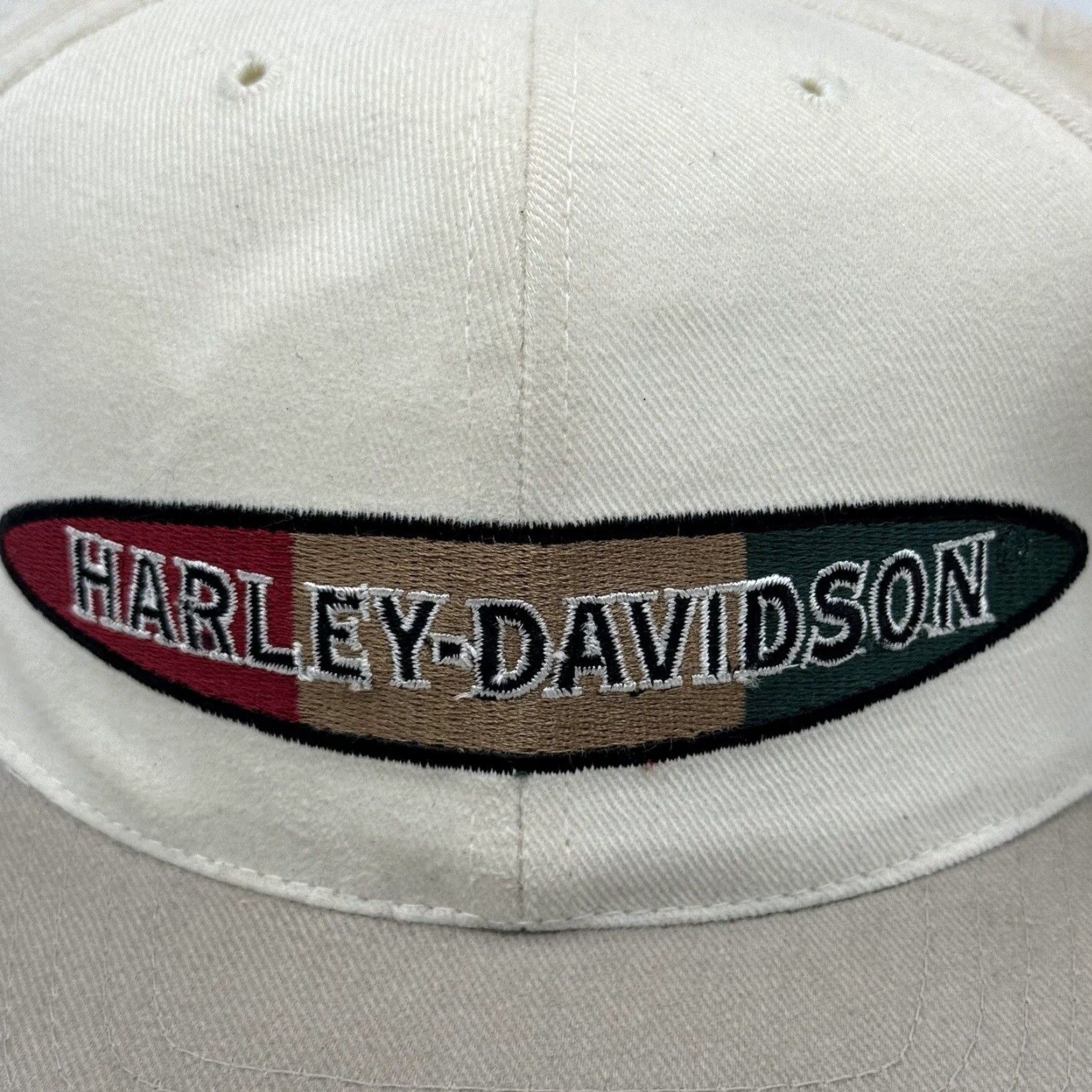 American Needle VINTAGE American Needle Harley Davidson Motorcycle Baseball Cap Unisex Adults One Size Cream/Taupe 90s Motorcycle Theme Adjustable Lightweight Size ONE SIZE - 2 Thumbnail