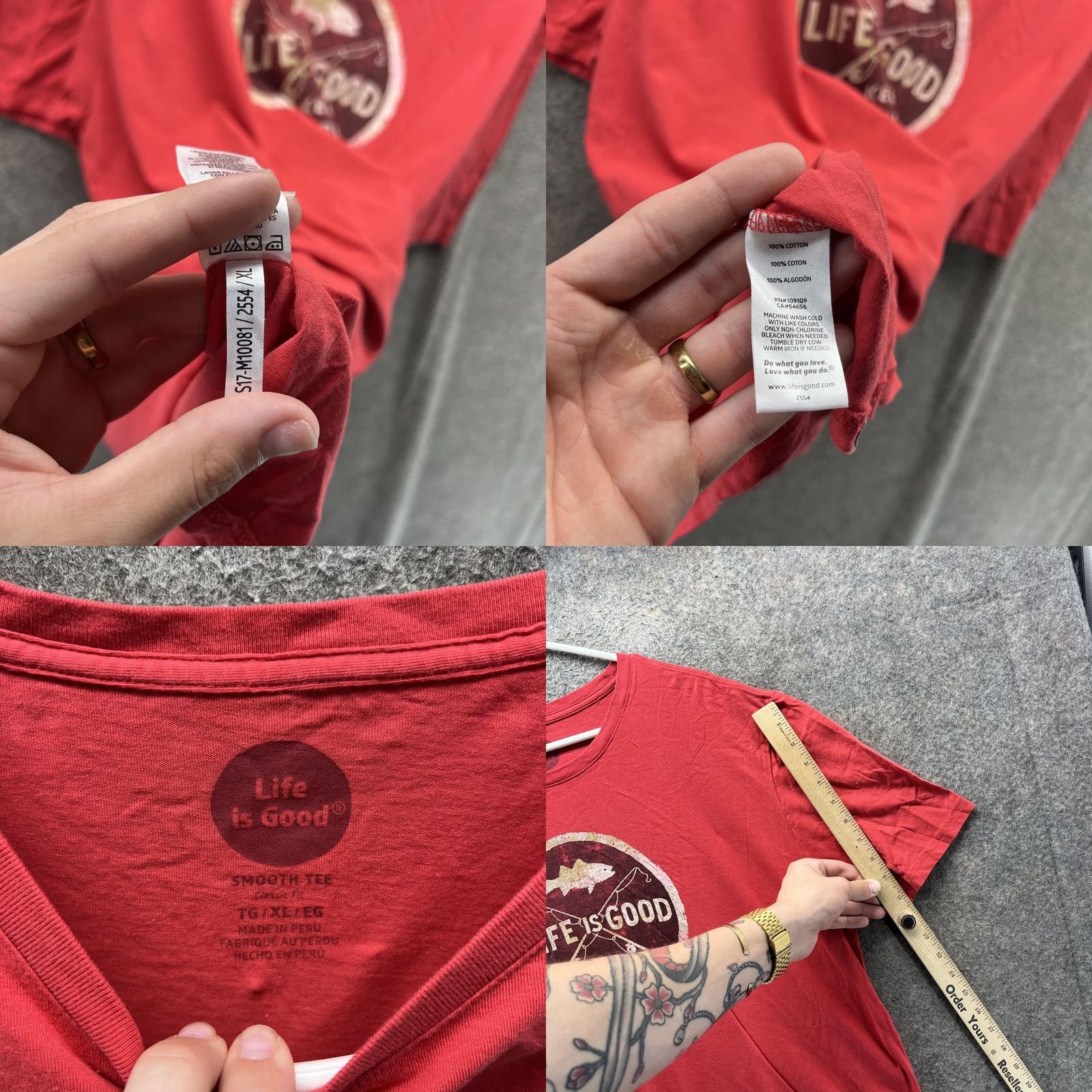 Life is Good Life Is Good Shirt Mens XL Red Short Sleeve Crew Neck Graphic Keep It Reel Outdoors Fishing Size US XL / EU 56 / 4 - 8 Thumbnail