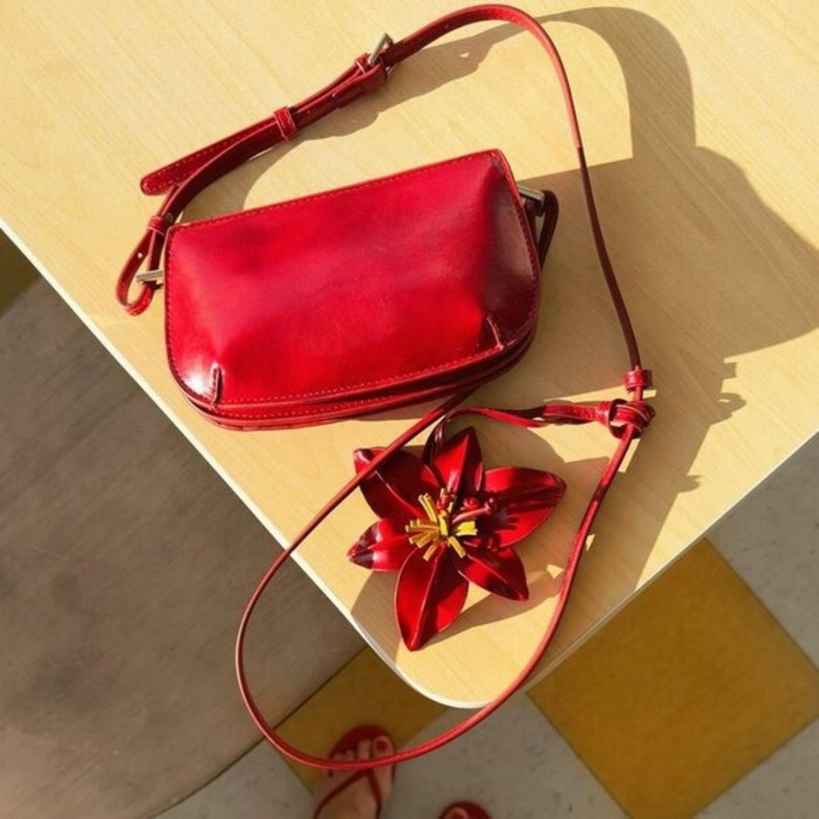 Zara Zara NWT Red Mini Crossbody Shoulder Bag Flower Charm Size ONE SIZE - 2 Thumbnail
