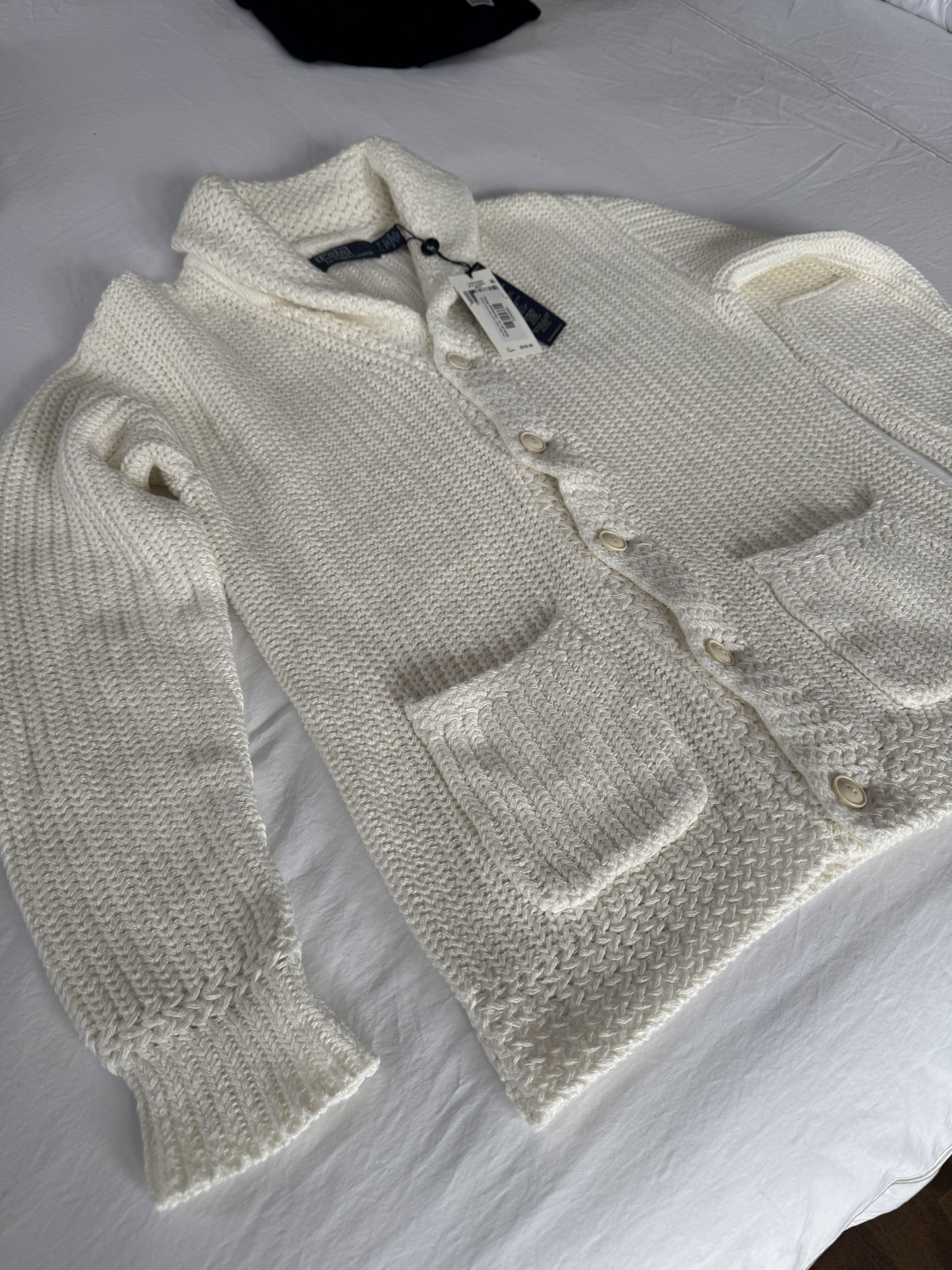 Polo Ralph Lauren Shawl Collar Off White Mens Cardigan, Polo Ralph Lauren Size US S / EU 44-46 / 1 - 5 Thumbnail