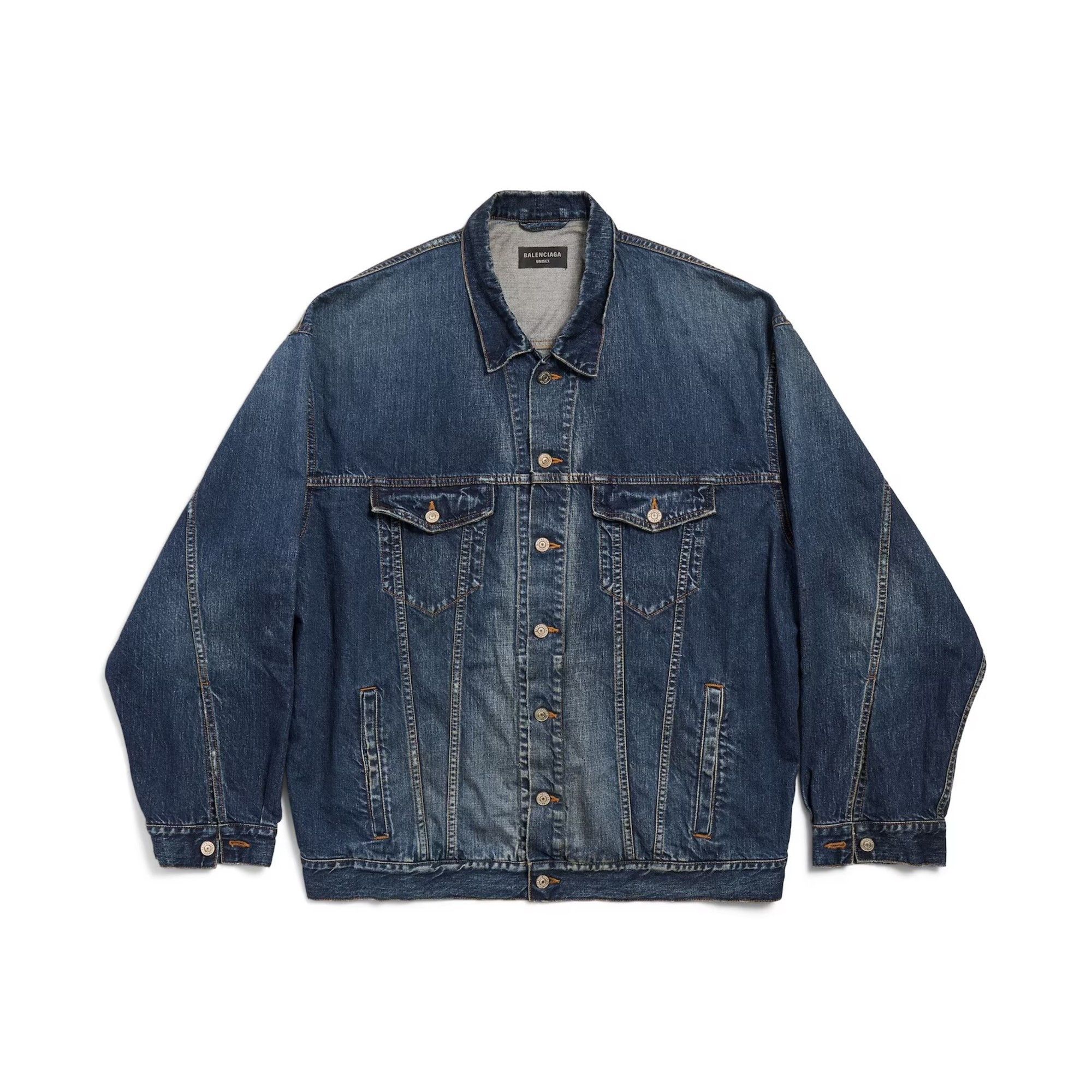 Balenciaga o1srvl11e0526 Tape Type Oversized Jacket in Blue Size L / US 10 / IT 46 - 1 Thumbnail