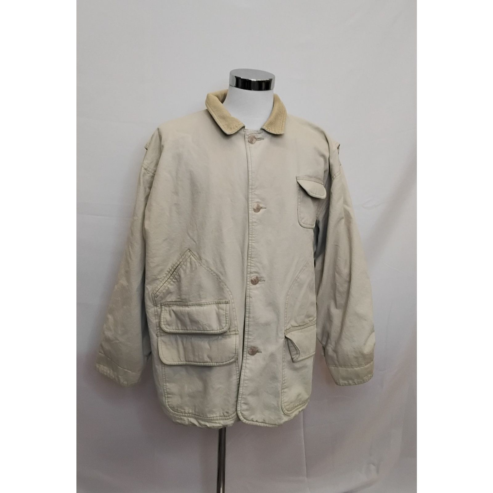Izod Izod Chore Coat Men's XL Beige Corduroy Collar VTG Hong Kong Size XXL / US 16-18 / IT 52-54 - 2 Thumbnail