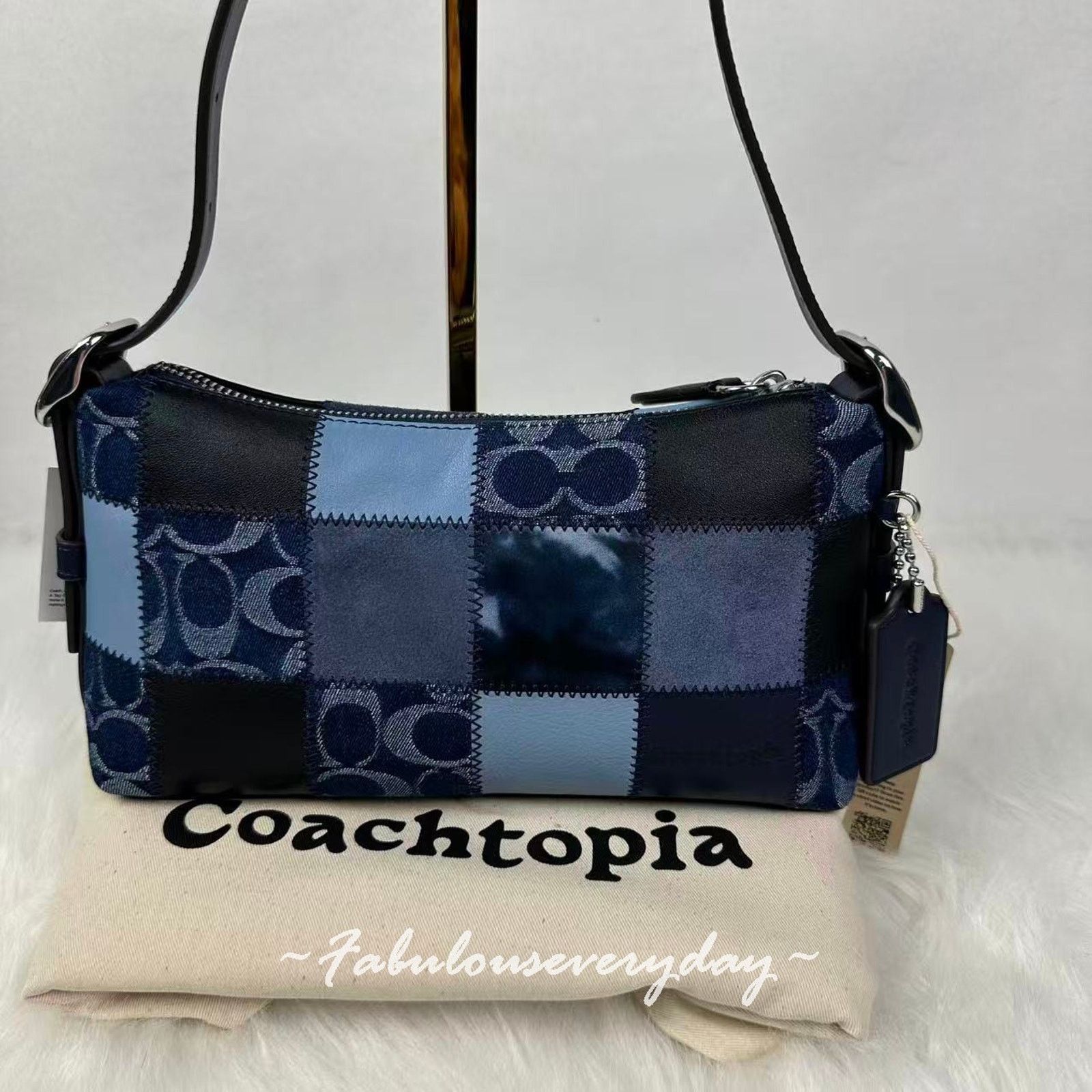 Coach Coach Small Slouchy Alter Ego Patchwork Sig Leather Blue Size ONE SIZE - 2 Thumbnail