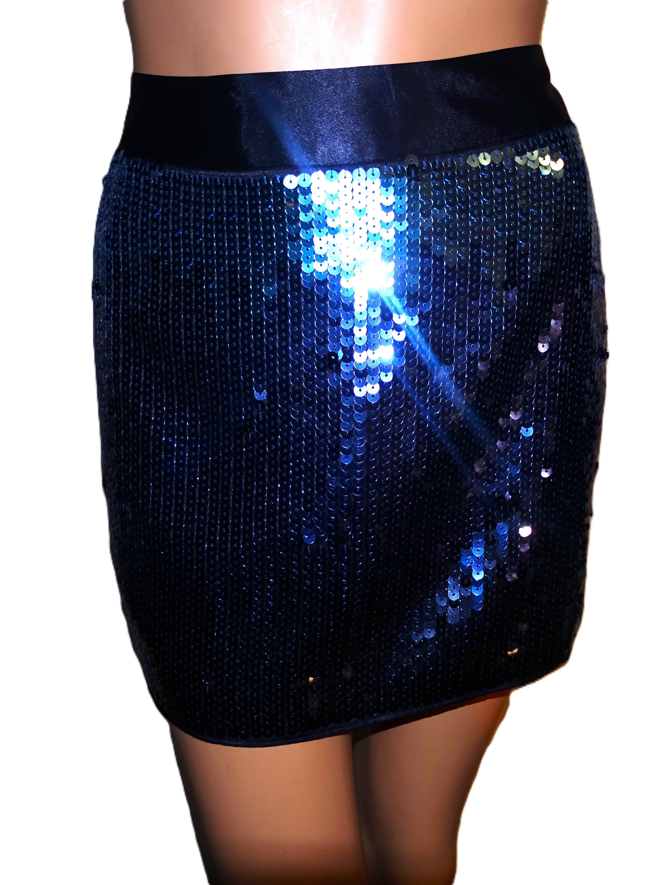 Express Express Design Studio Blue Sequin Skirt 6 NWOT Size 28" / US 6 / IT 42 - 4 Thumbnail