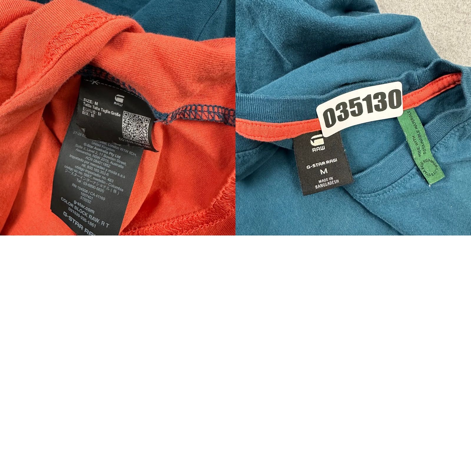 G-Star G-Star RAW Shirt Men Medium Blue Colorblock Logo RAW Originals Denim Crew Tee M Size US M / EU 48-50 / 2 - 8 Thumbnail