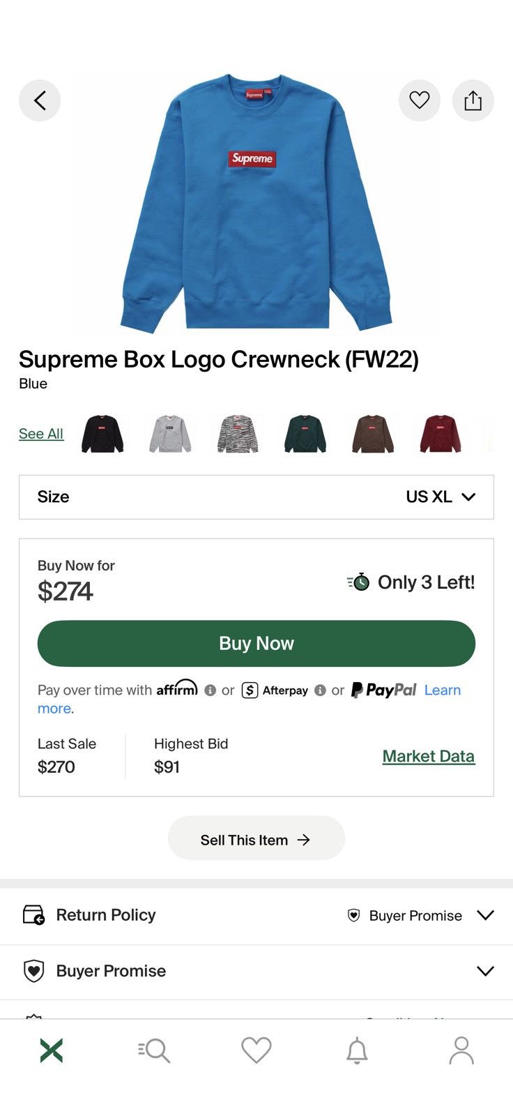 Supreme Supreme Box Logo Crewneck Blue FW22 Size US XL / EU 56 / 4 - 4 Thumbnail