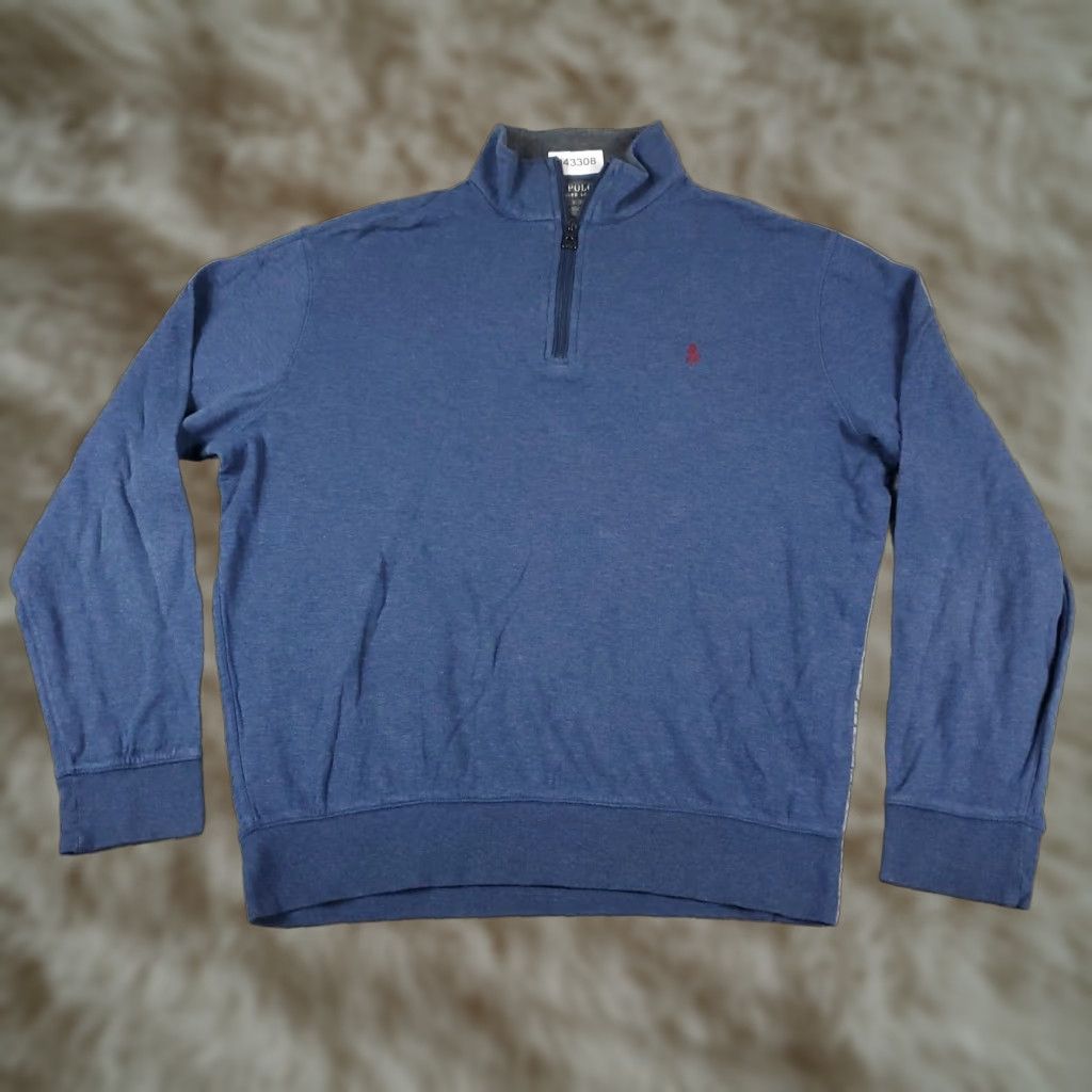 Ralph Lauren Ralph Lauren Blue Pony Logo 1/4 Zip Up Sweater Mens Medium Classic American Pullover Size US M / EU 48-50 / 2 - 1 Thumbnail