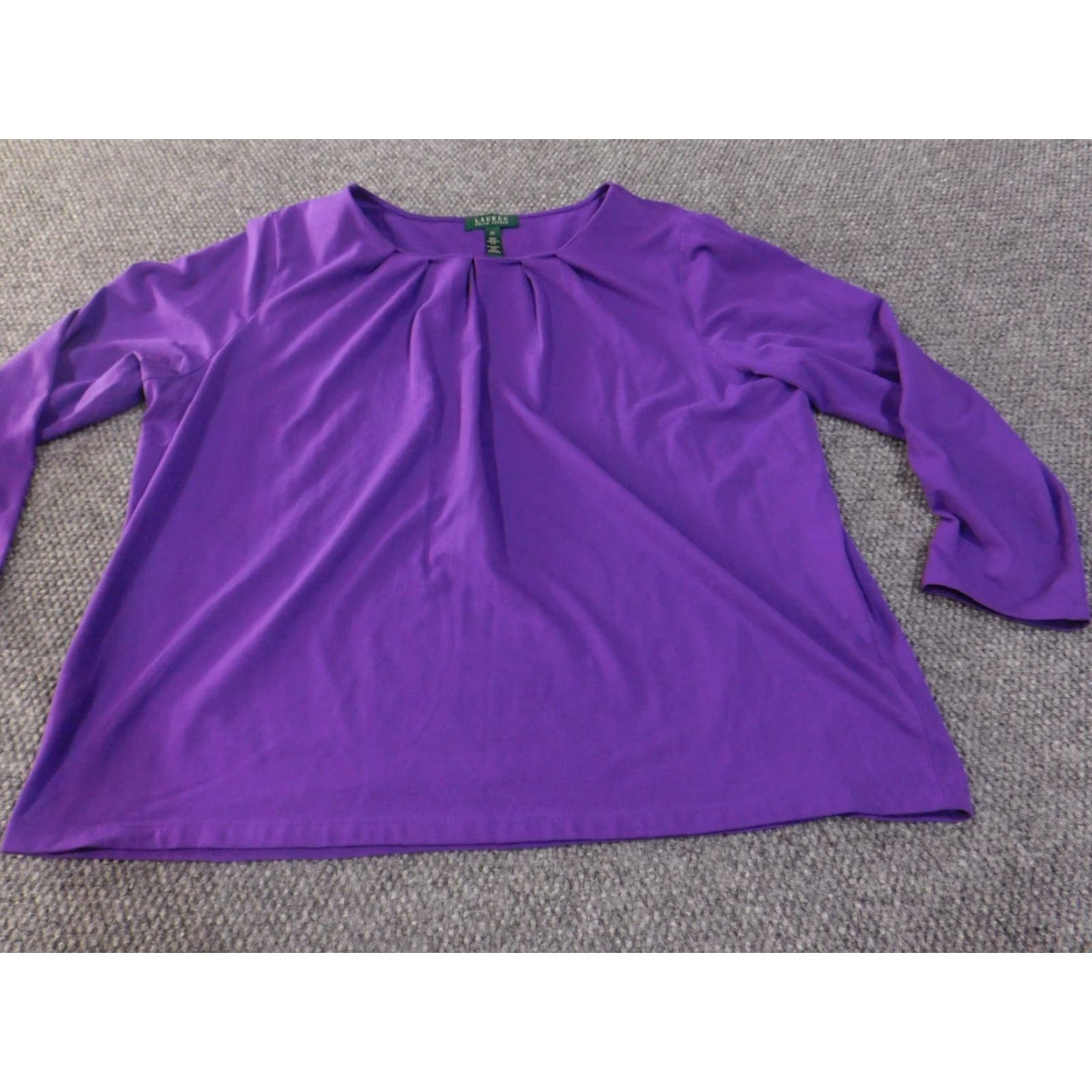 Ralph Lauren Lauren Ralph Lauren 3X Purple Cotton Knit Blouse Women Plus Size Long Sleeve Pullover Casual Stretch Size XXL / US 16-18 / IT 52-54 - 3 Thumbnail