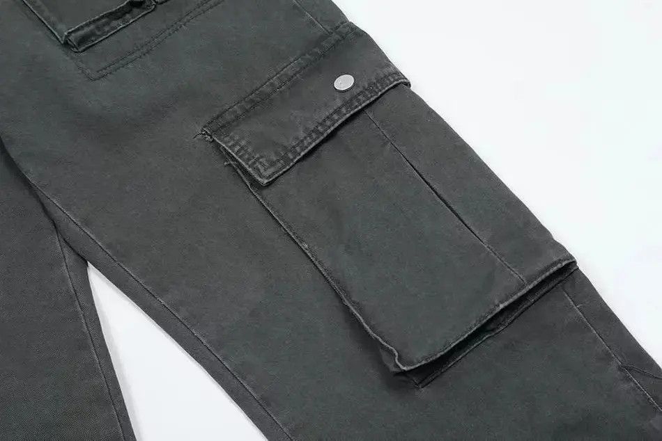 Japanese Brand Gray Color Streetwear Y2K Straight Cargo Pant Size US 30 / EU 46 - 5 Thumbnail