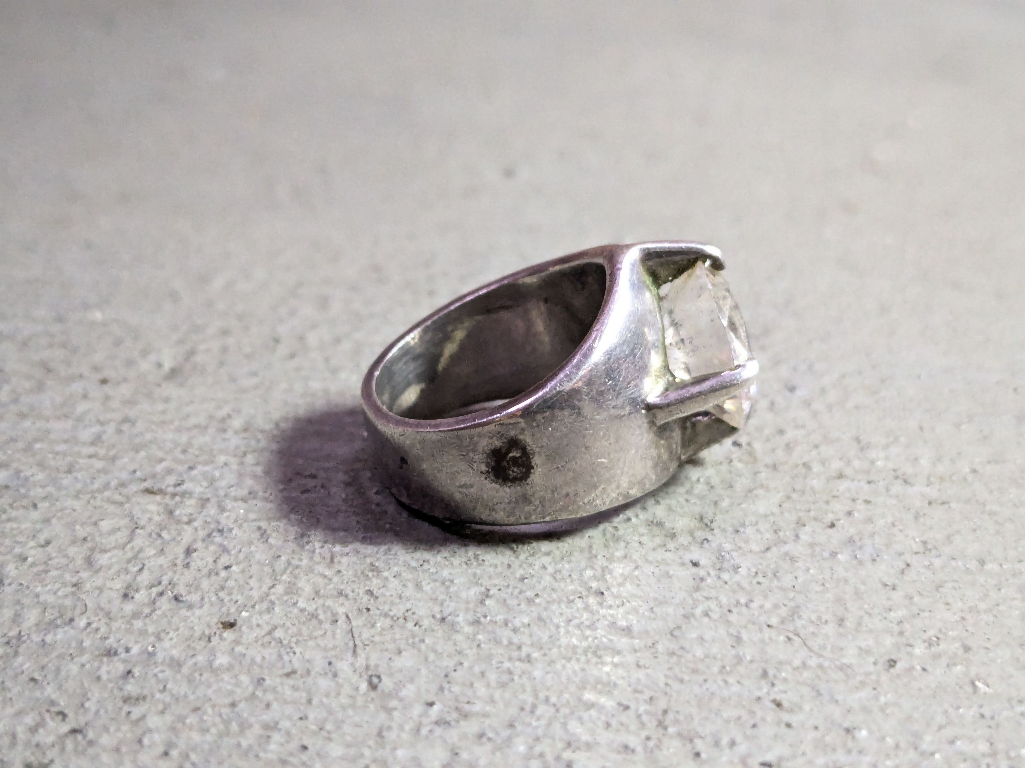 Jewelry × Vintage Vintage Sterling Silver Ring 4.75 CZ Round Modern Cocktail Size ONE SIZE - 5 Thumbnail
