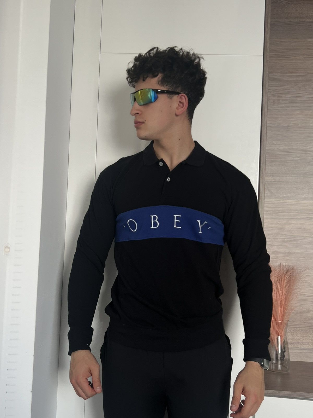 Japanese Brand × Obey ‼️Obey Worldwide Authentic Big Logo Polo Neck Long Sleeve Tee Size US S / EU 44-46 / 1 - 6 Thumbnail