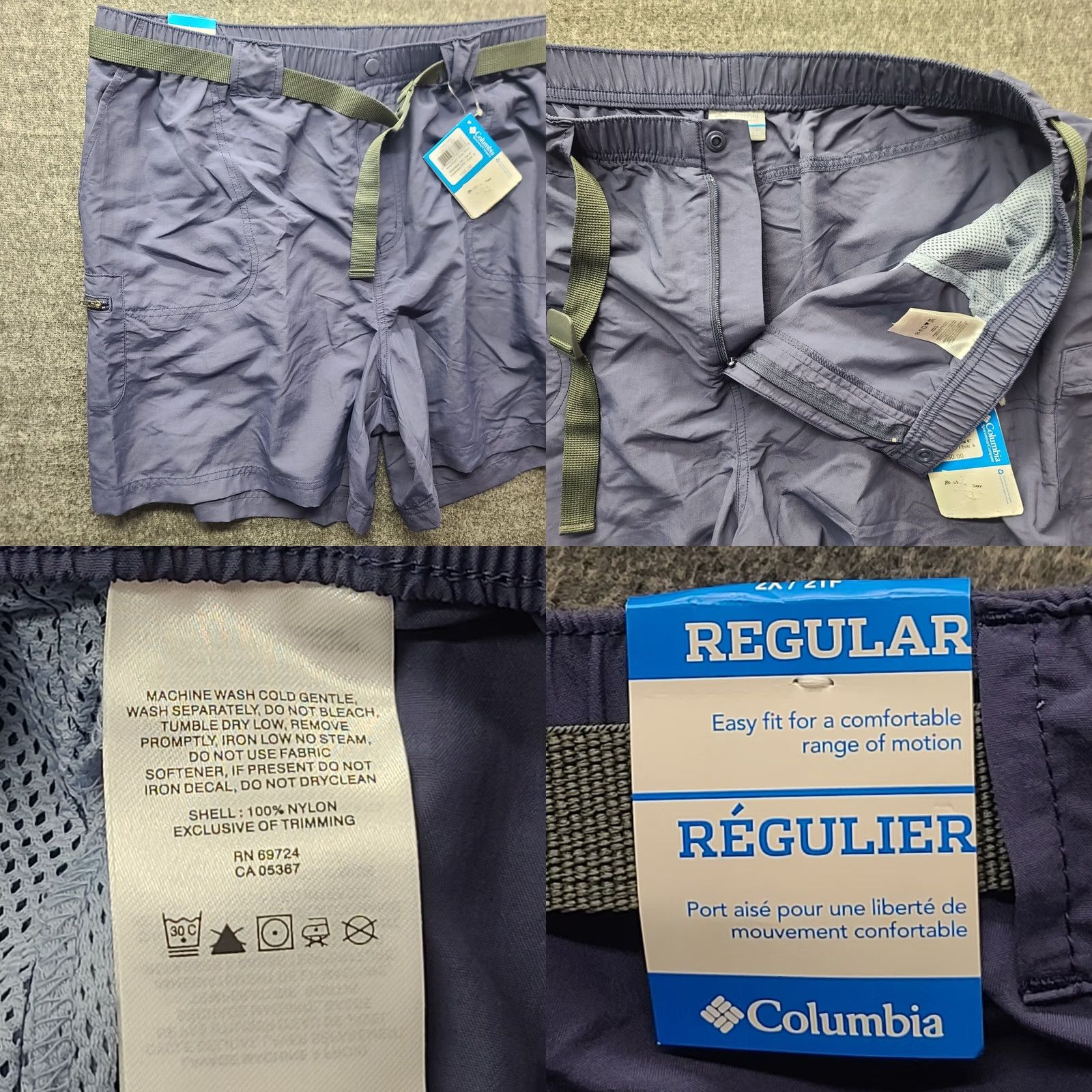 Vintage Columbia Shorts Mens 2XL Regular Fit Omni Shade 6" Inseam Outdoors Cargo Pocket Blue Nylon Microfiber Size US 39 - 8 Thumbnail