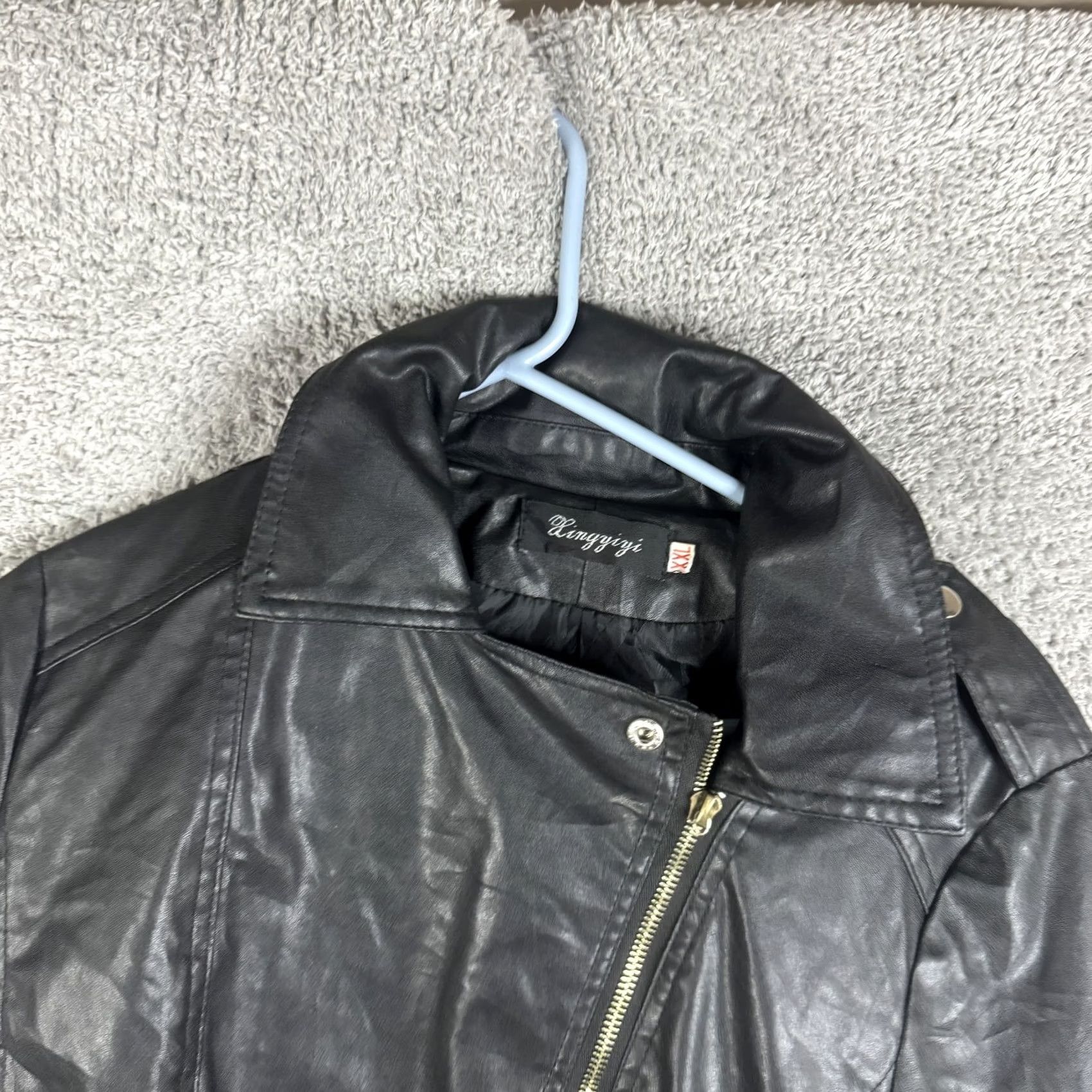 Vintage Xingyiyi Womens XXL Faux Leather Jacket Biker Asymmetrical Zip Short Moto Black Size XXL / US 16-18 / IT 52-54 - 6 Thumbnail