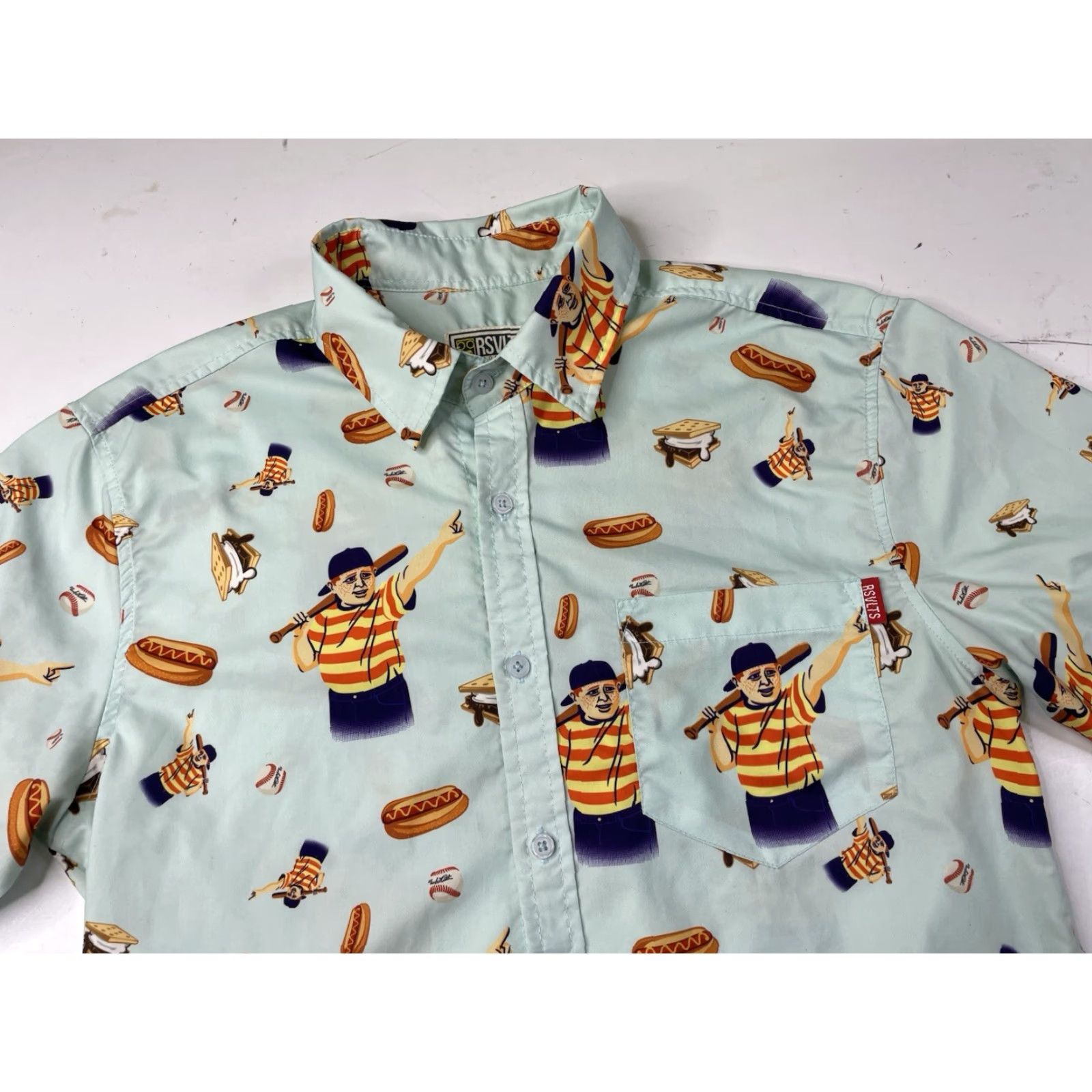 Greats RSVLTS The Roosevelts The Great Hambino Sandlot Button Up Shirt Blue Men’s Small Shirt Men Blue S Short Sleeve Button-Up Size US S / EU 44-46 / 1 - 2 Thumbnail