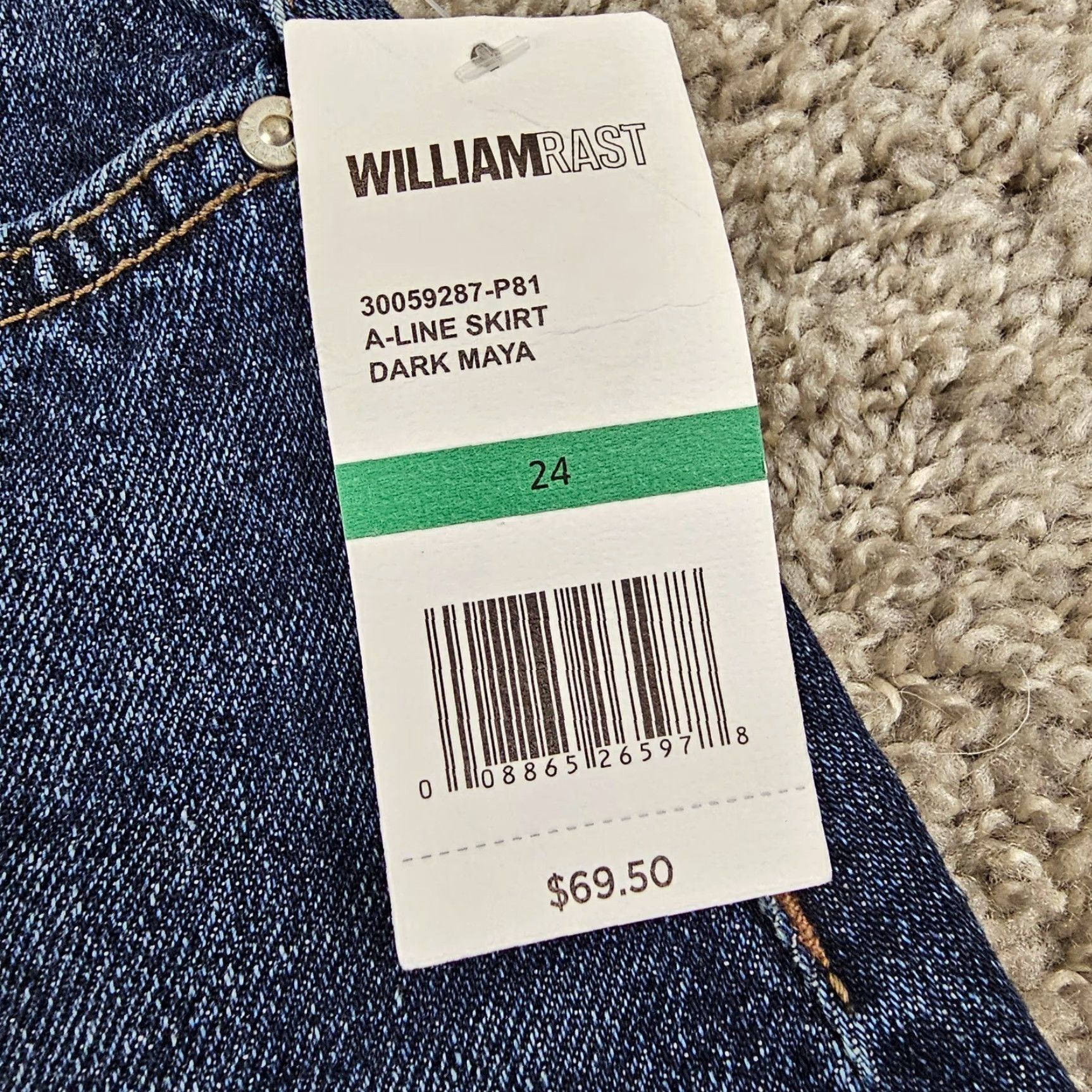 Vintage WILLIAM RAST Denim Skirt Girls Junior 24 Blue A-Line Stretch Short High Rise Size 42" / US 20 - 4 Thumbnail