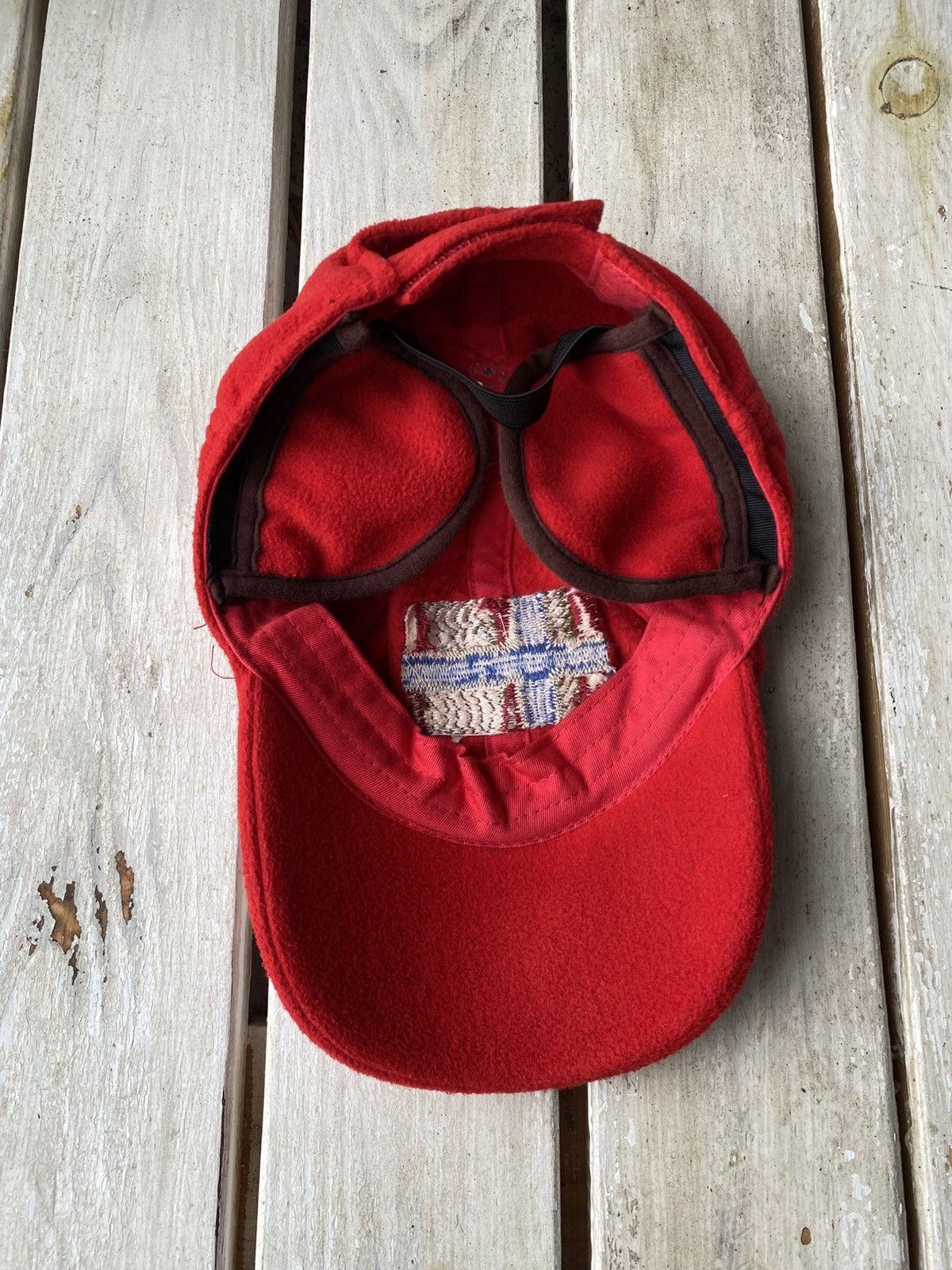 Napapijri × Vintage Vintage 90s RED NAPAPIJRI fleece Cap Outdoor Size ONE SIZE - 6 Thumbnail