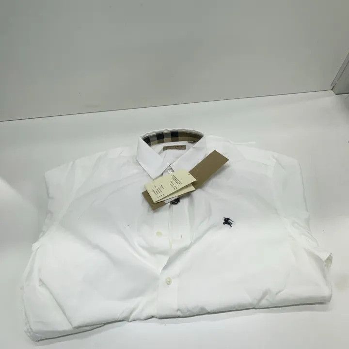 Burberry Burberry Burberry White Logo Embroidered Long Sleeve Shirt Size US L / EU 52-54 / 3 - 9 Thumbnail
