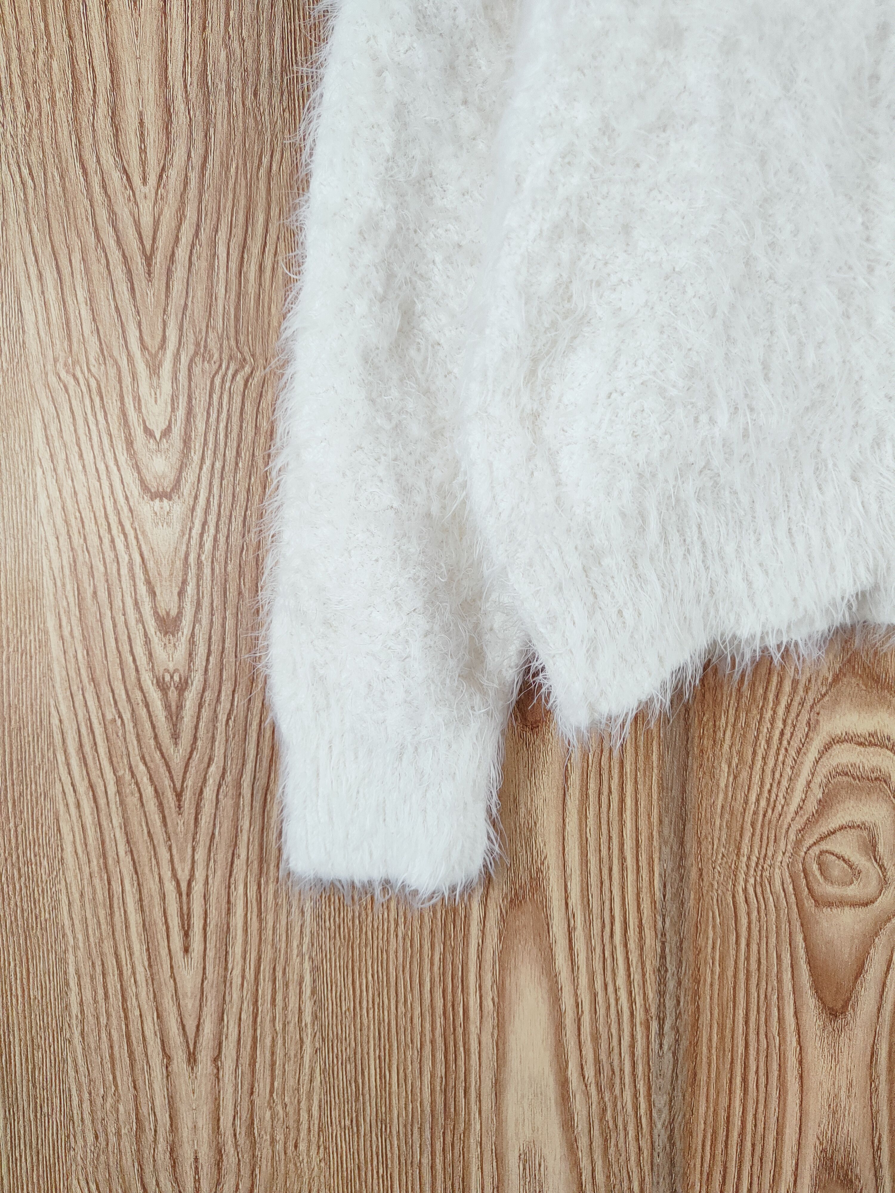 Japanese Brand × Vintage C.o.l.z.a Cream Fur Mohair Knitwear Cardigan Size L / US 10 / IT 46 - 4 Thumbnail
