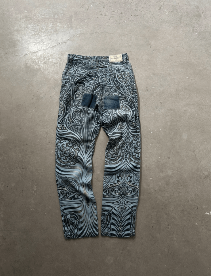 Jean × Jean Paul Gaultier Jean Paul Gaultier Jeans Graphic Tribal Denim Tattoo EX0124 Size 25" / US 0 / IT 36 - 2 Thumbnail
