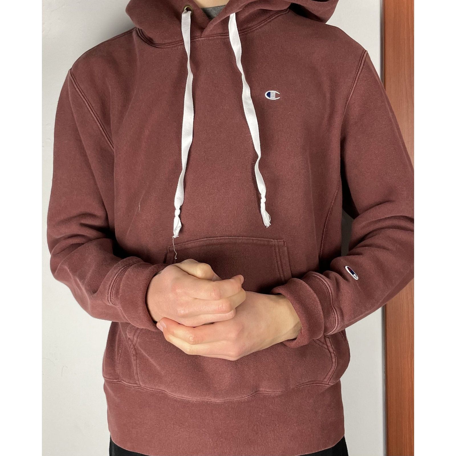 Champion Champion Reverse Weave Men's Burgundy Cotton Hoodie Medium Size US M / EU 48-50 / 2 - 2 Thumbnail