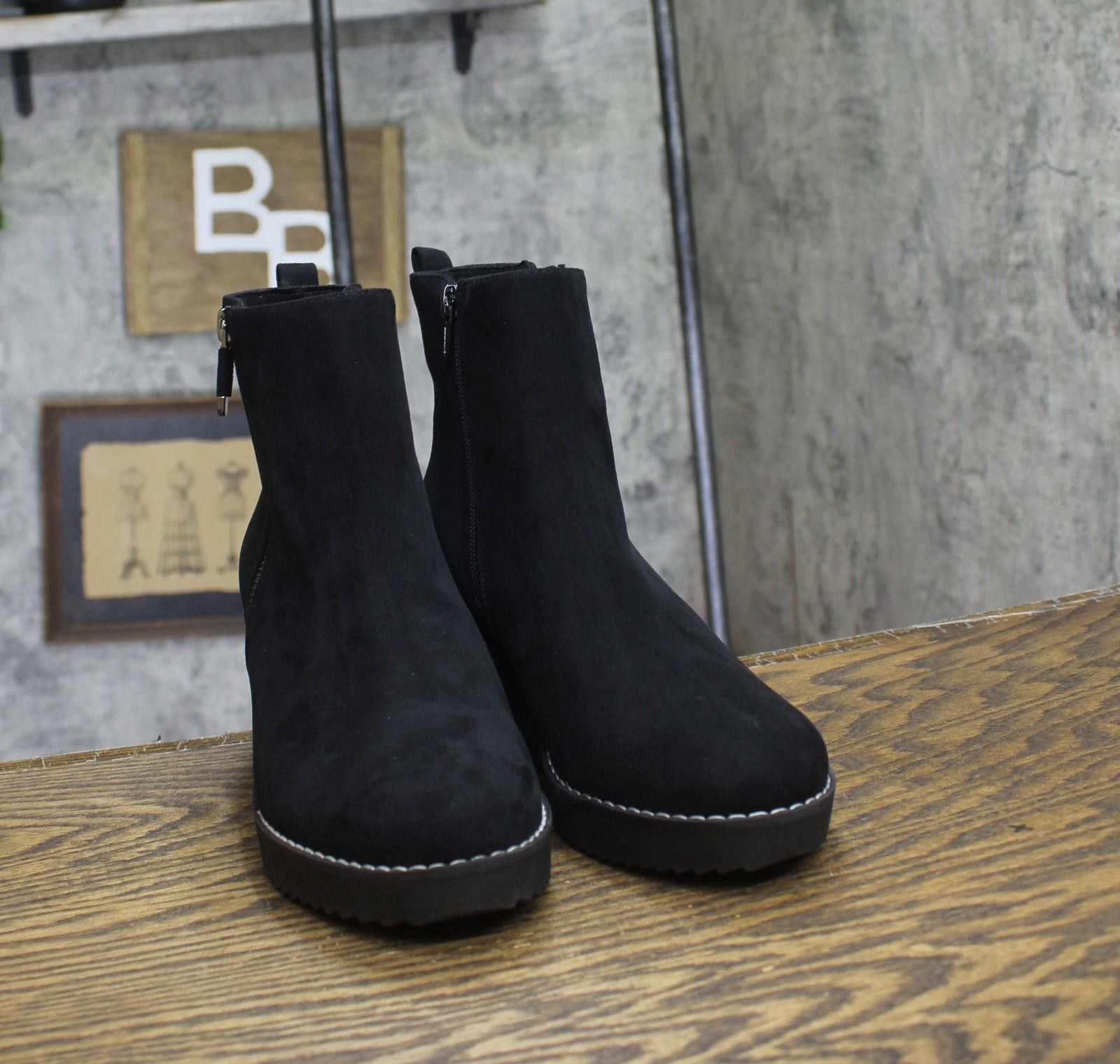 Style & Co New Style & Co. Booties 10019630400 Black Microsuede 7.5m Size US 7.5 / IT 37.5 - 3 Thumbnail