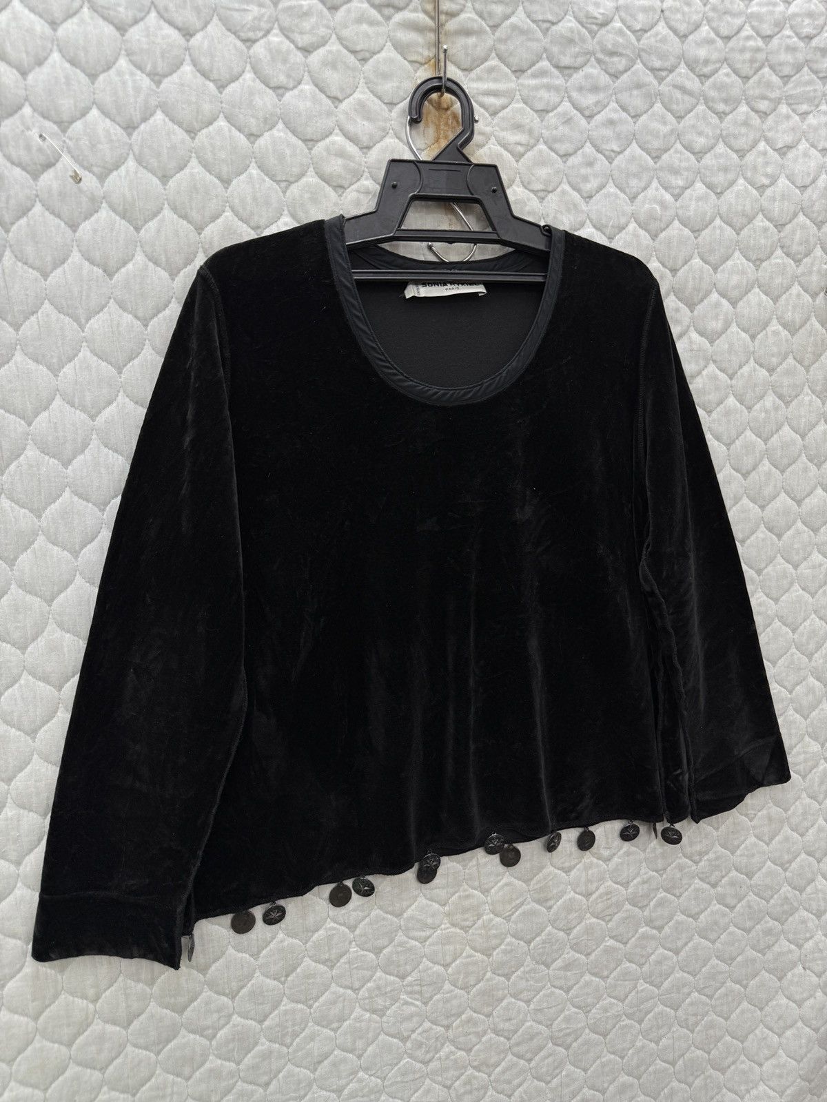 Sonia Rykiel 🔥ARCHIVE SONIA RYKIEL BLACK VELOUR BLOUSE Size M / US 6-8 / IT 42-44 - 2 Thumbnail